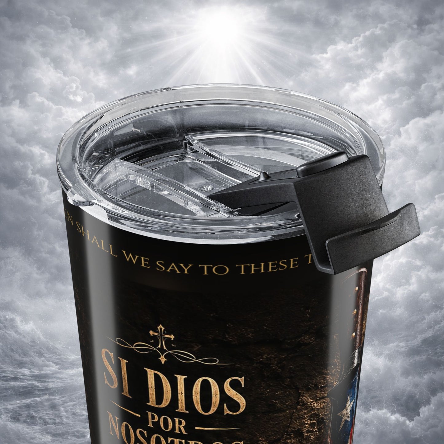 Vaso Térmico Cristiano Romanos 8:31 | Machete Boricua Bandera PR | Christian Tumbler Romans 8:31