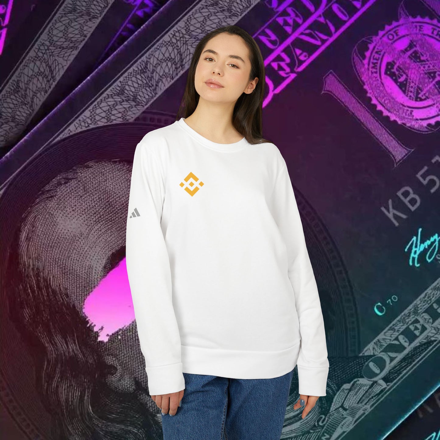 adidas® Unisex Fleece Crewneck Sweatshirt (Binance - BNB)