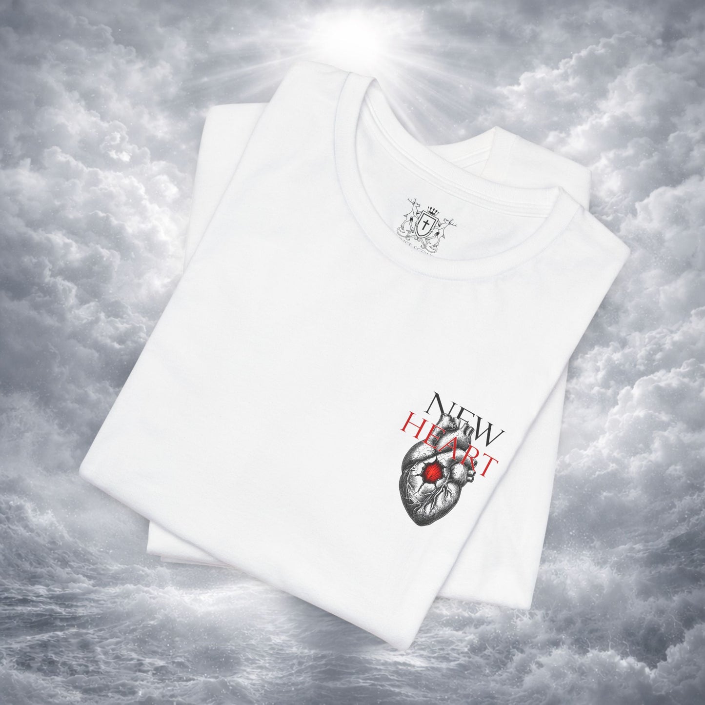 New Heart — Ezekiel 36:26 Christian Typographic Tee | Christ Scouts