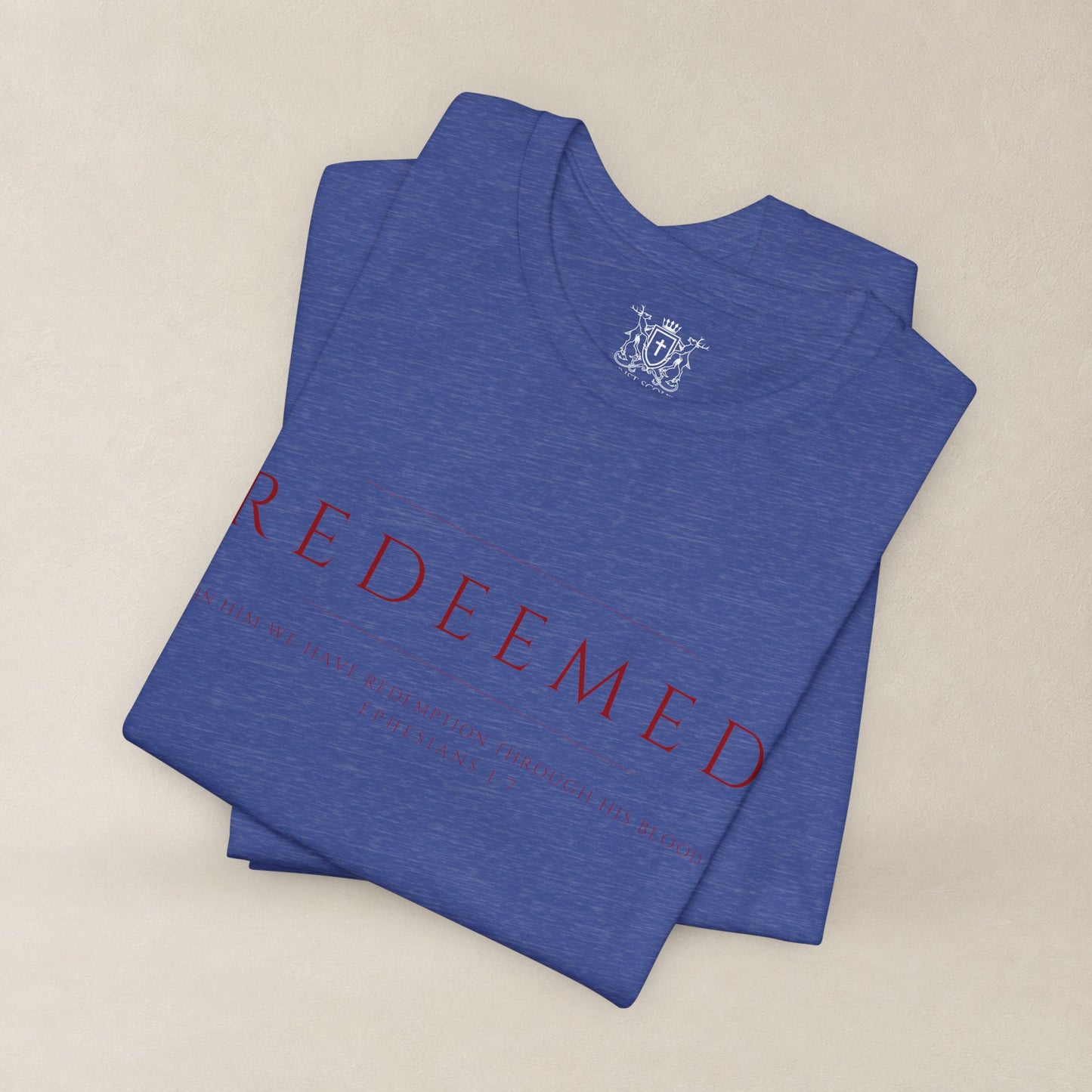 REDEEMED Christian Shirt | Ephesians 1:7 Bible Verse Tee | Christian Apparel