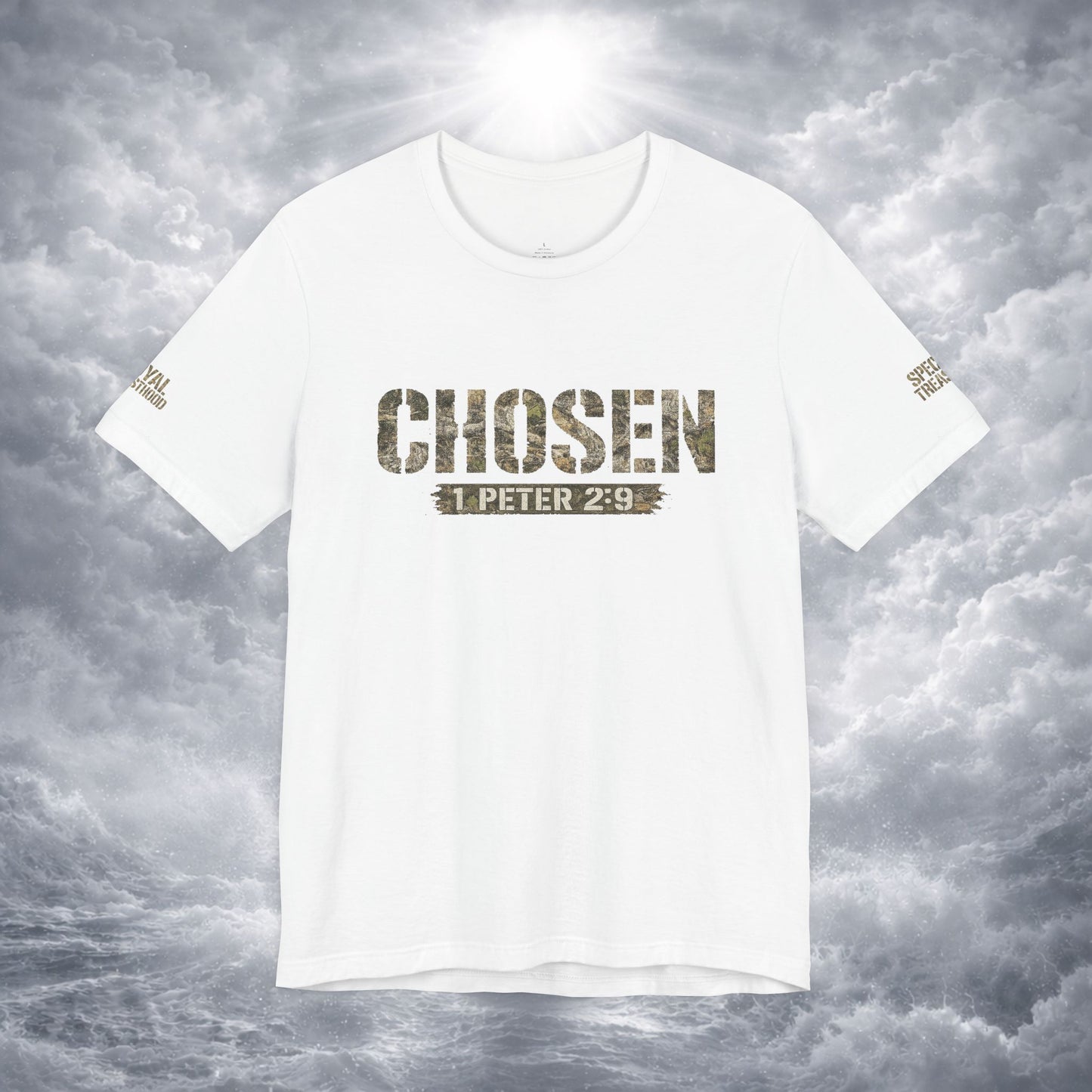 CHOSEN Camo Tee, Royal Priesthood, Special Treasure | 1 Peter 2:9 Christian Apparel