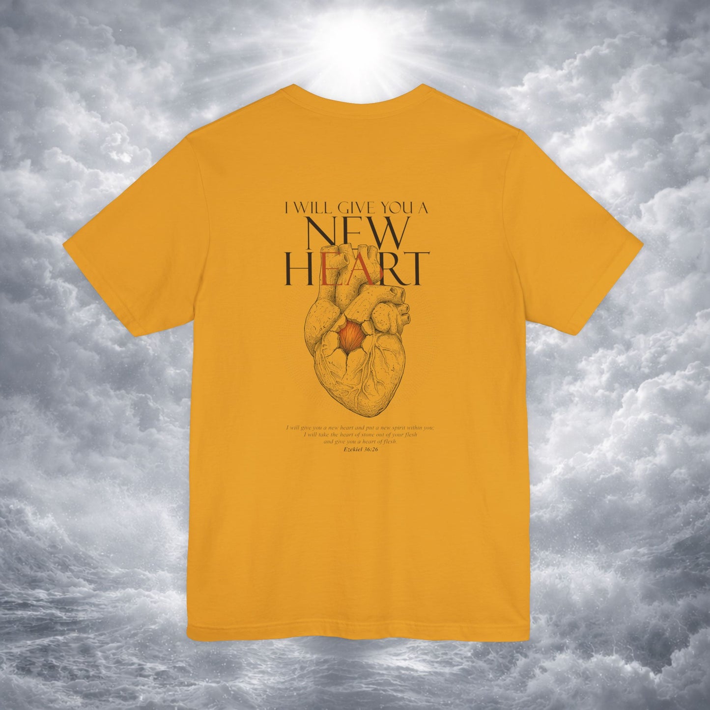 New Heart — Ezekiel 36:26 Christian Typographic Tee | Christ Scouts