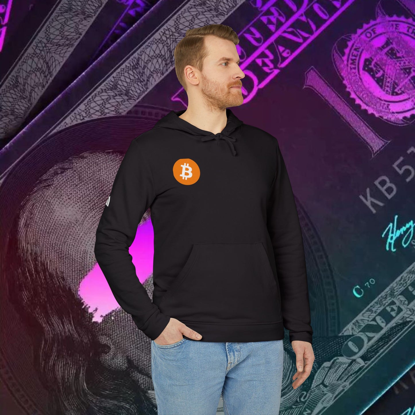 adidas® Unisex Fleece Hoodie (Bitcoin - BTC)