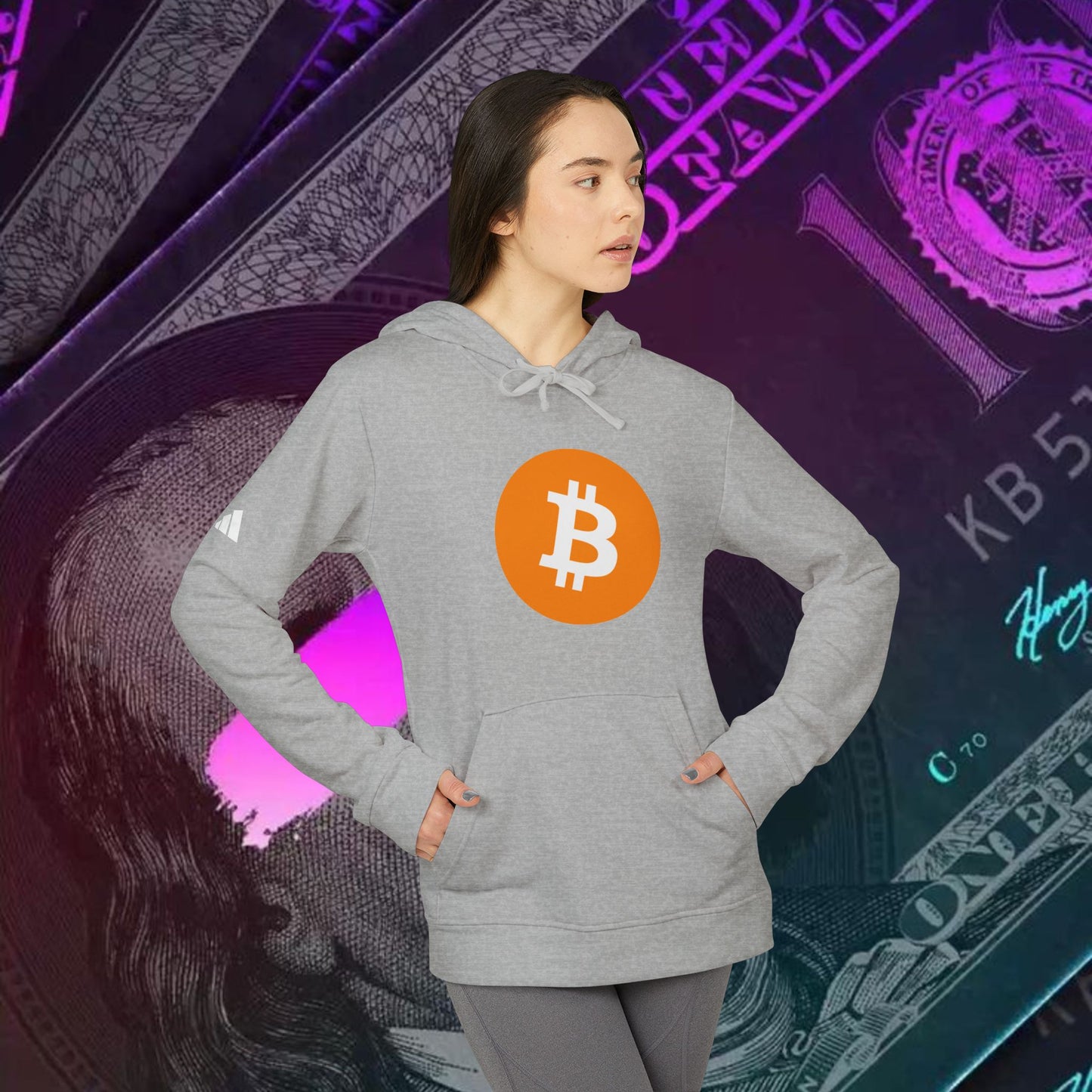 adidas® Unisex Fleece Hoodie (Bitcoin - BTC) big logo