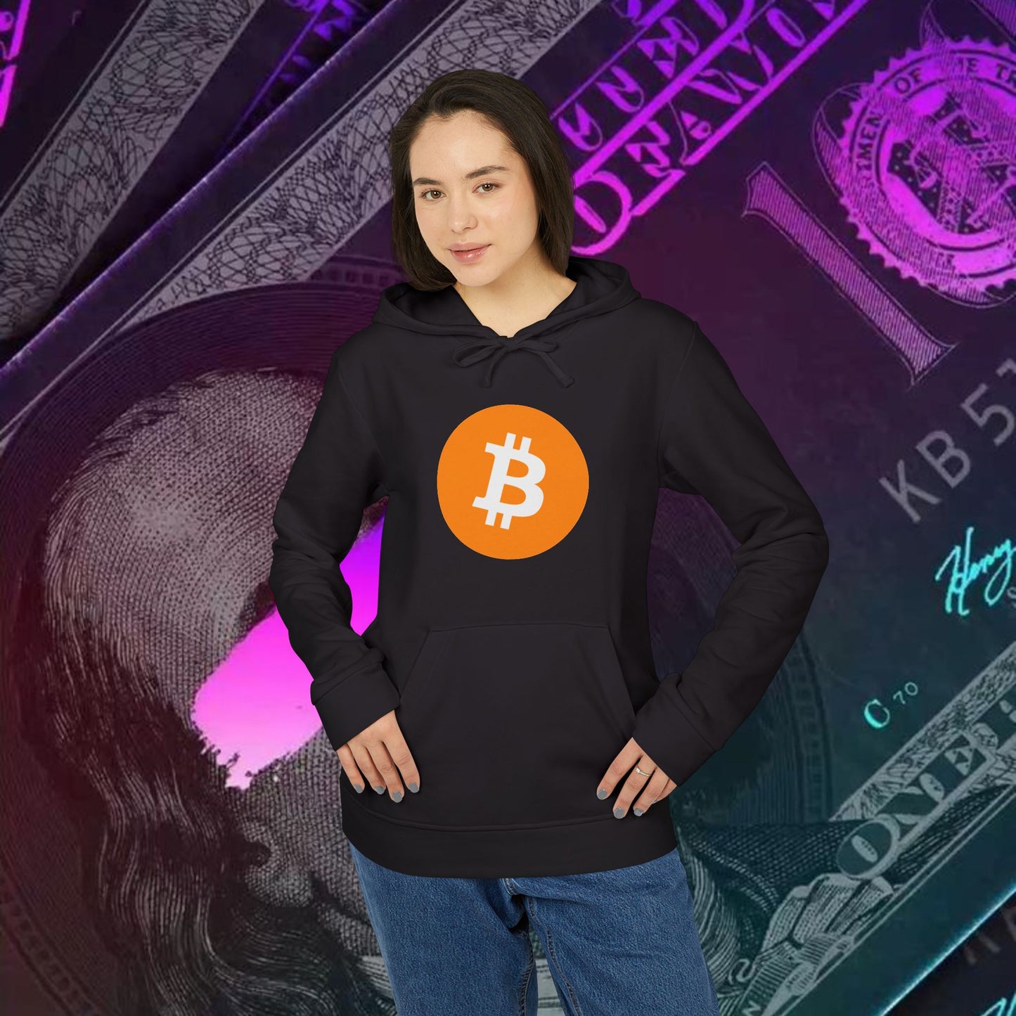 adidas® Unisex Fleece Hoodie (Bitcoin - BTC) big logo