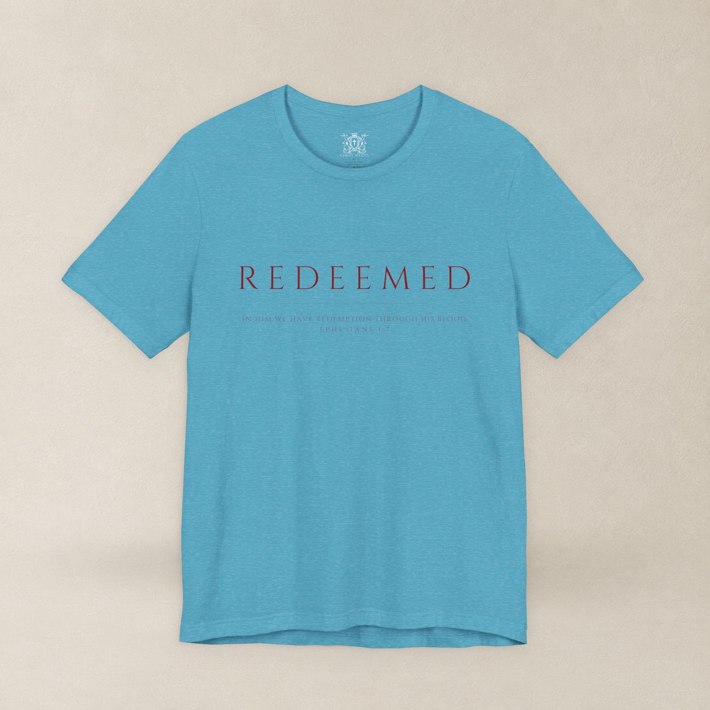 REDEEMED Christian Shirt | Ephesians 1:7 Bible Verse Tee | Christian Apparel