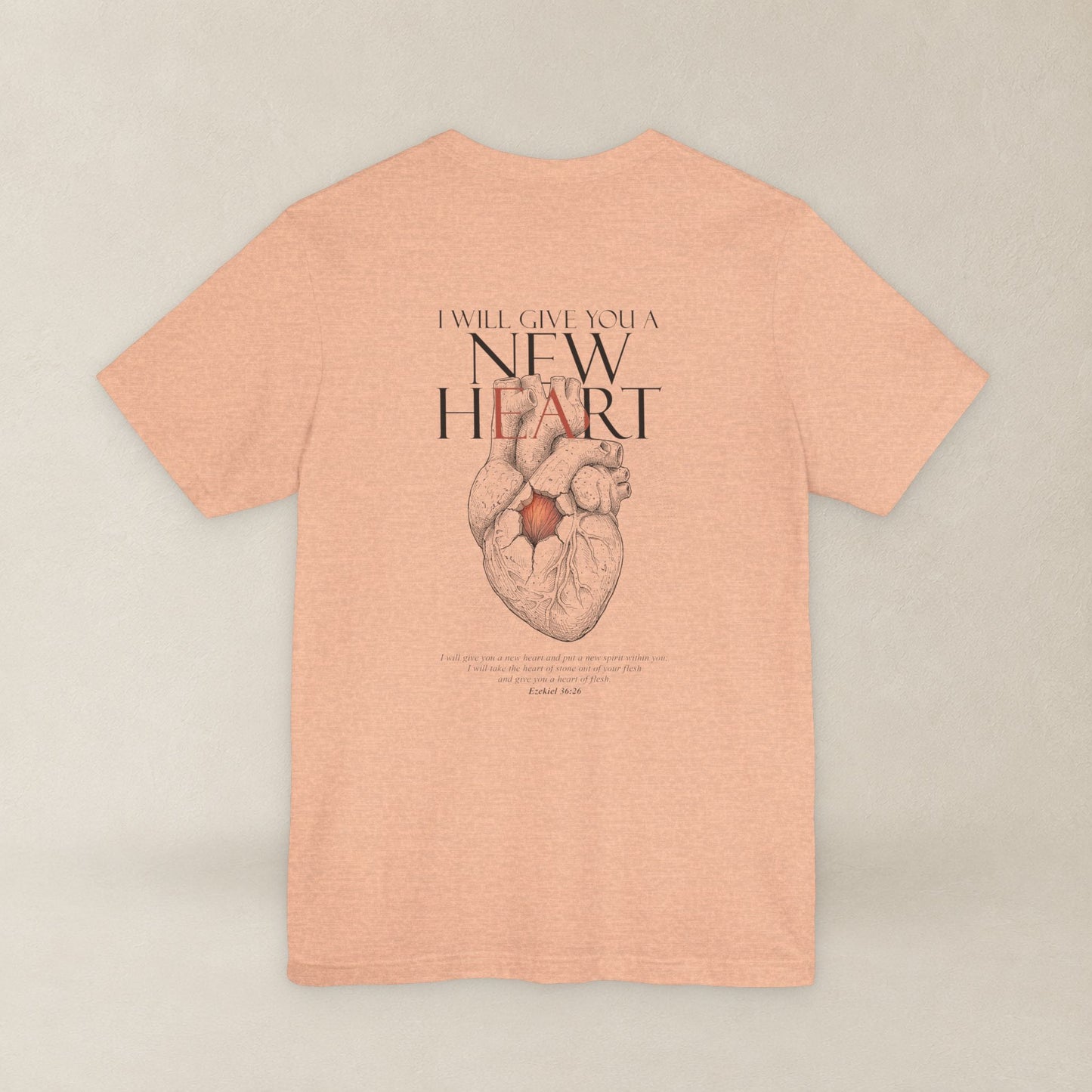 New Heart — Ezekiel 36:26 Christian Typographic Tee | Christ Scouts
