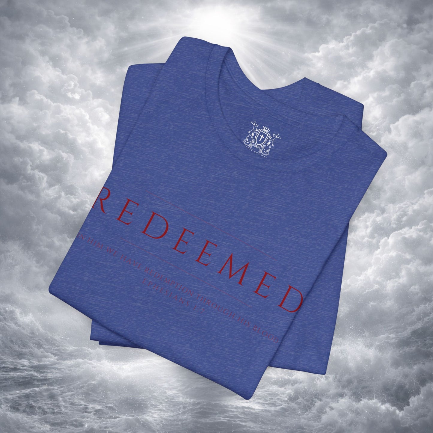 REDEEMED Christian Shirt | Ephesians 1:7 Bible Verse Tee | Christian Apparel