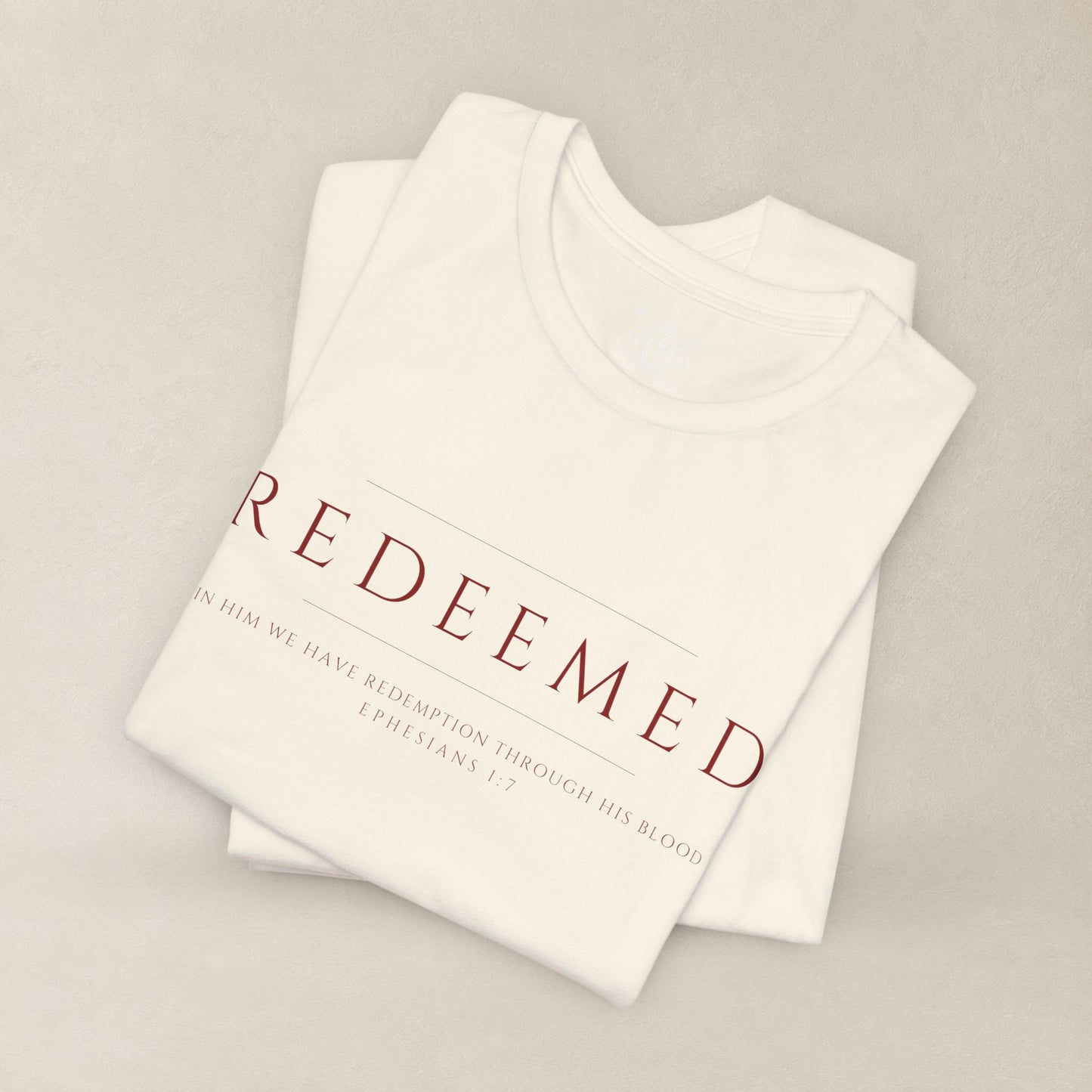 REDEEMED Christian Shirt | Ephesians 1:7 Bible Verse Tee | Christian Apparel