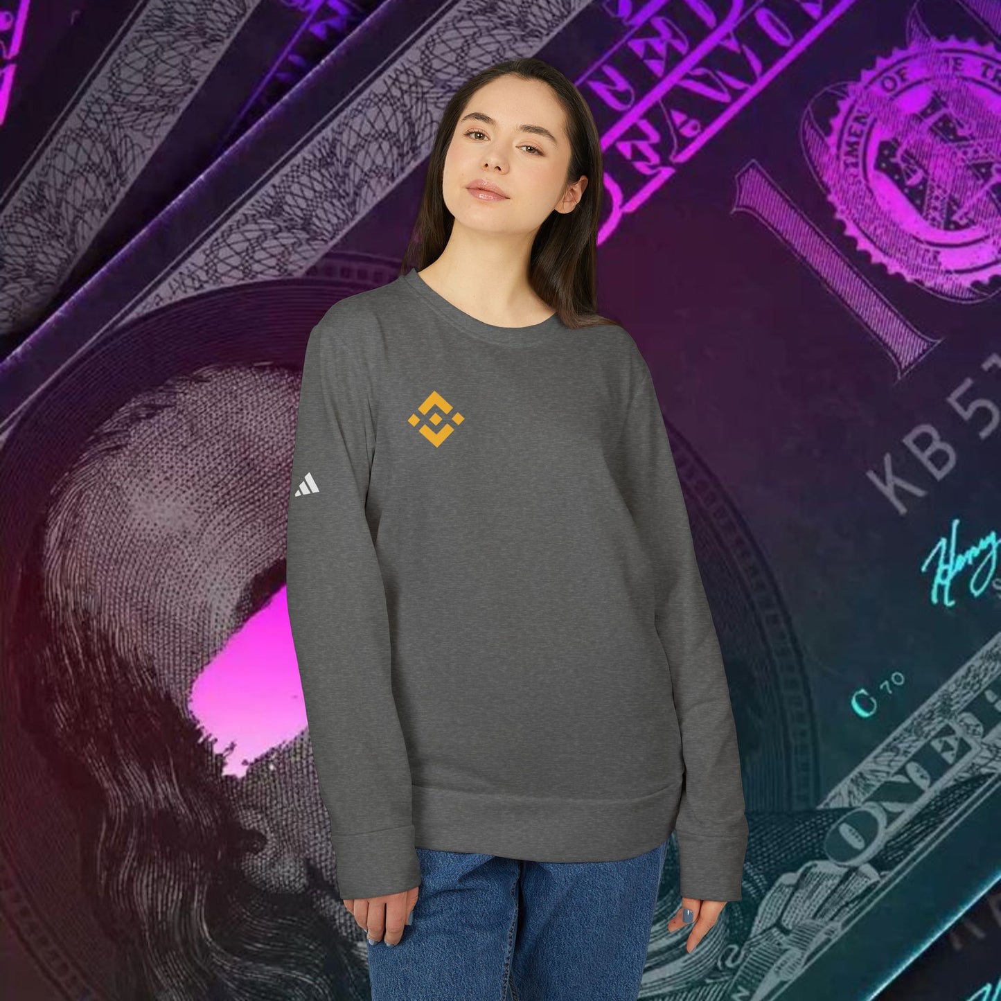 adidas® Unisex Fleece Crewneck Sweatshirt (Binance - BNB)