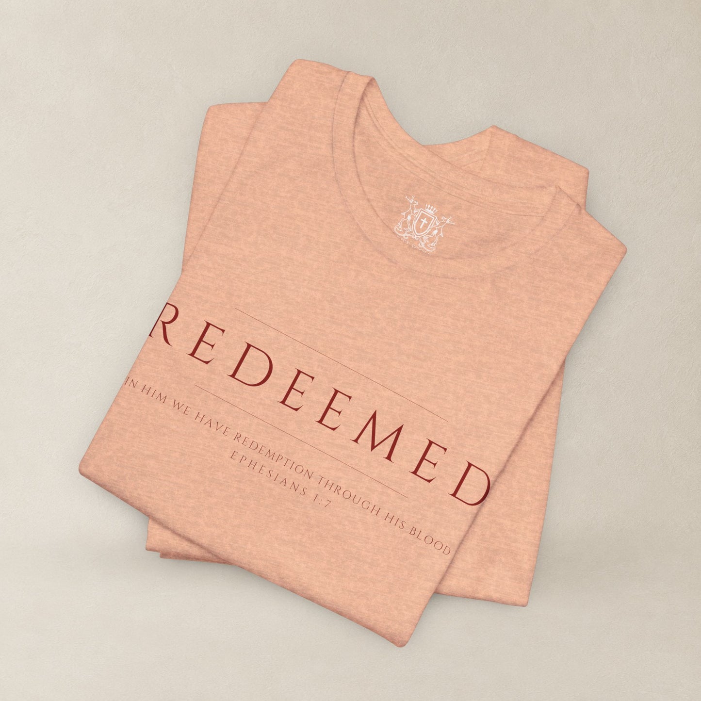 REDEEMED Christian Shirt | Ephesians 1:7 Bible Verse Tee | Christian Apparel