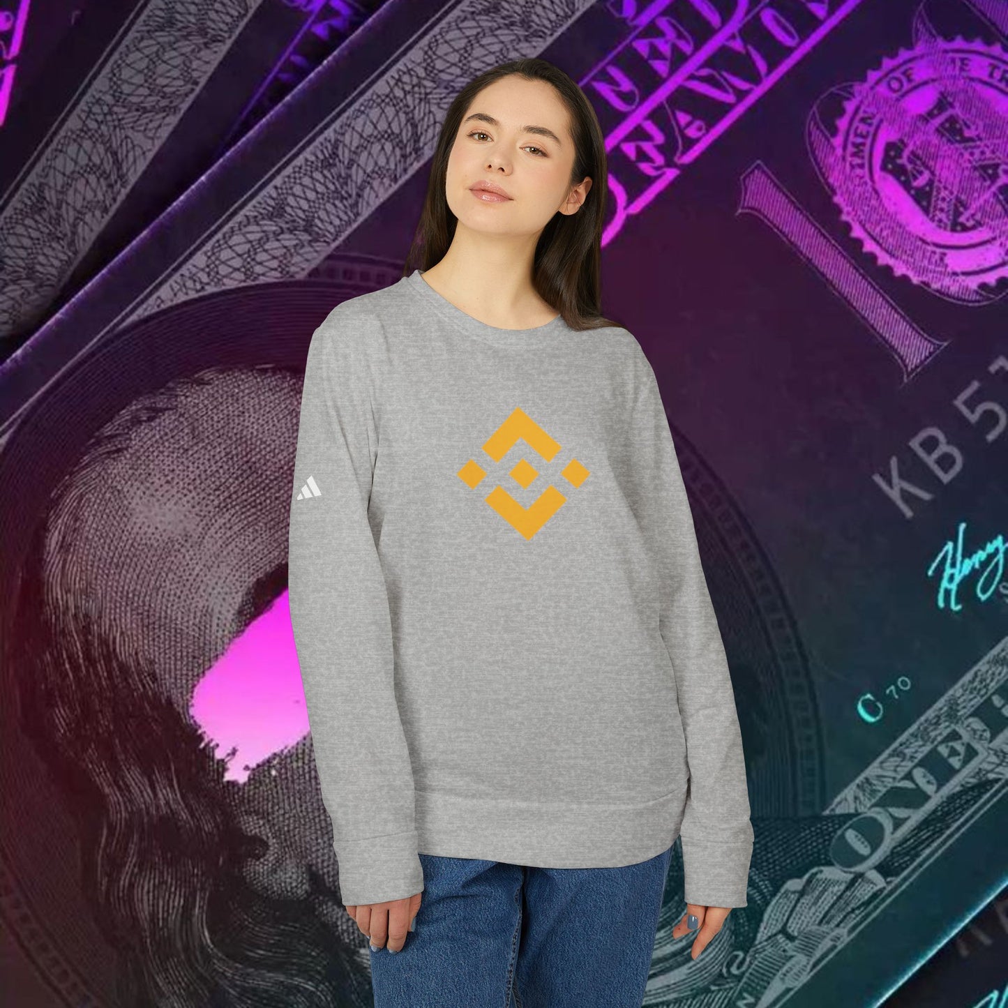 adidas® Unisex Fleece Crewneck Sweatshirt (Binance - BNB) big logo