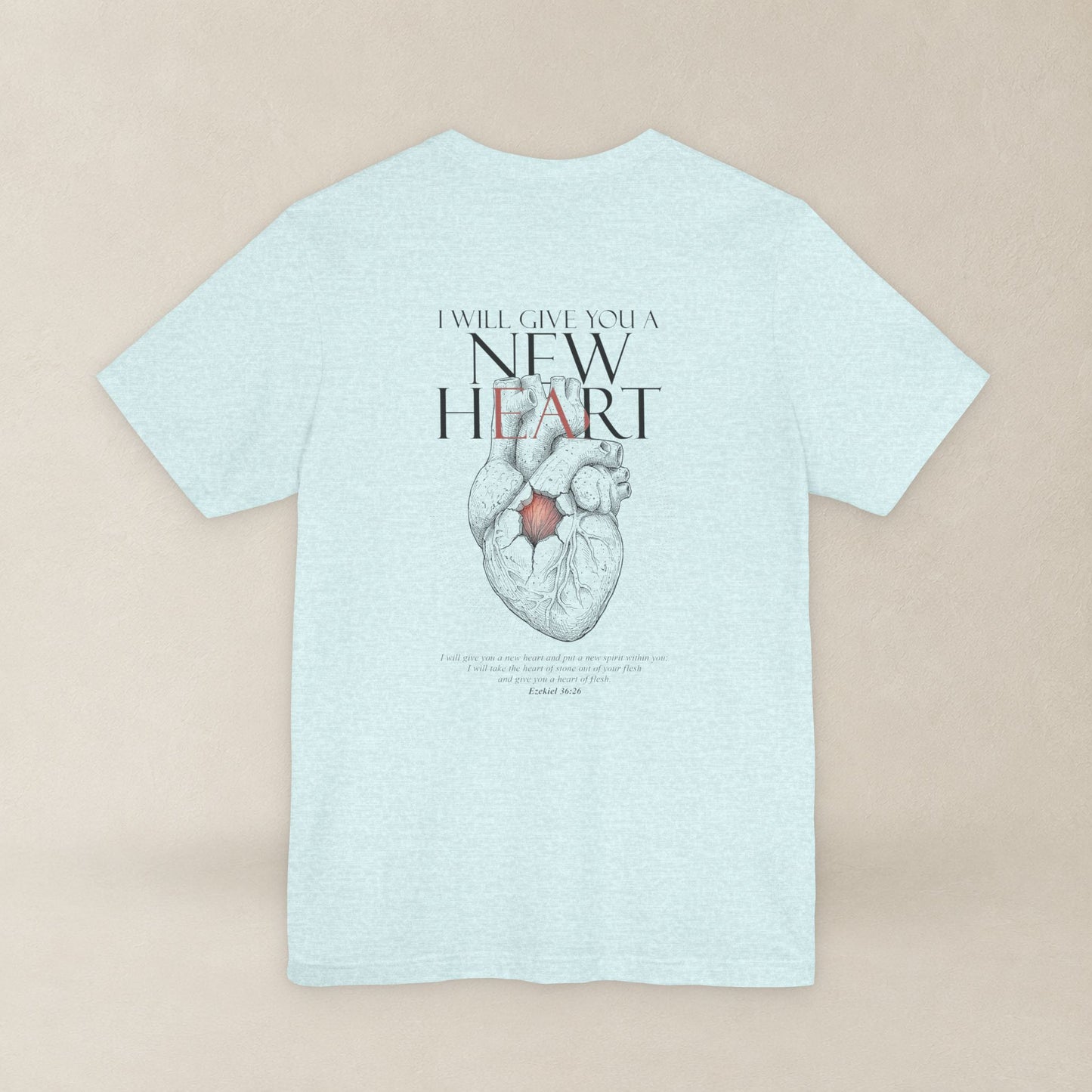 New Heart — Ezekiel 36:26 Christian Typographic Tee | Christ Scouts