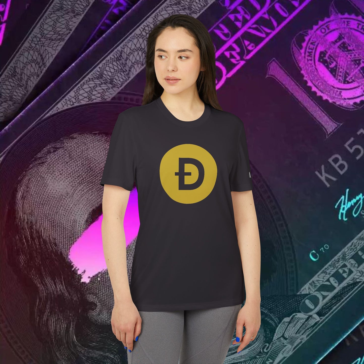 adidas® Unisex Sport T-shirt (Dogecoin - DOGE) big logo