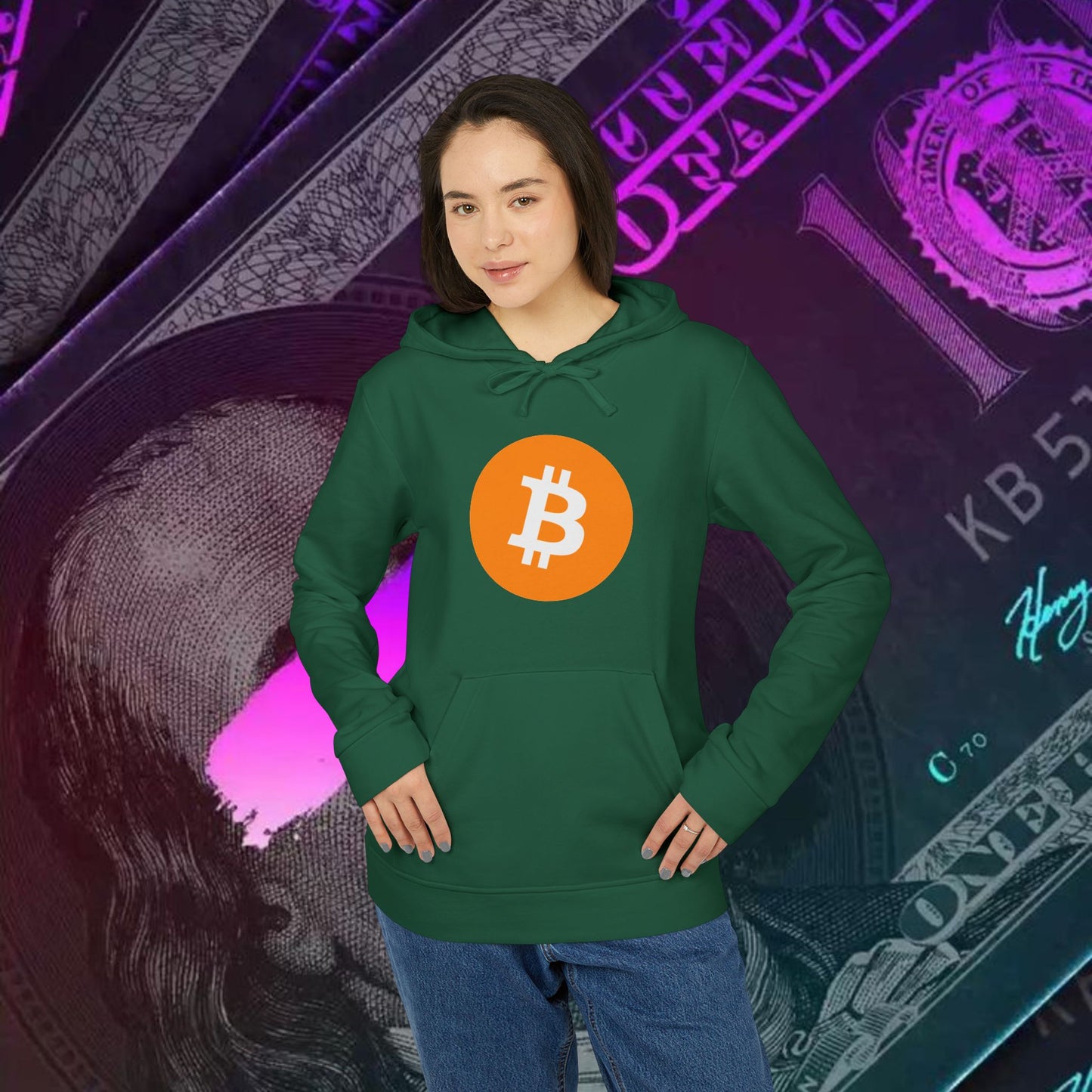 adidas® Unisex Fleece Hoodie (Bitcoin - BTC) big logo