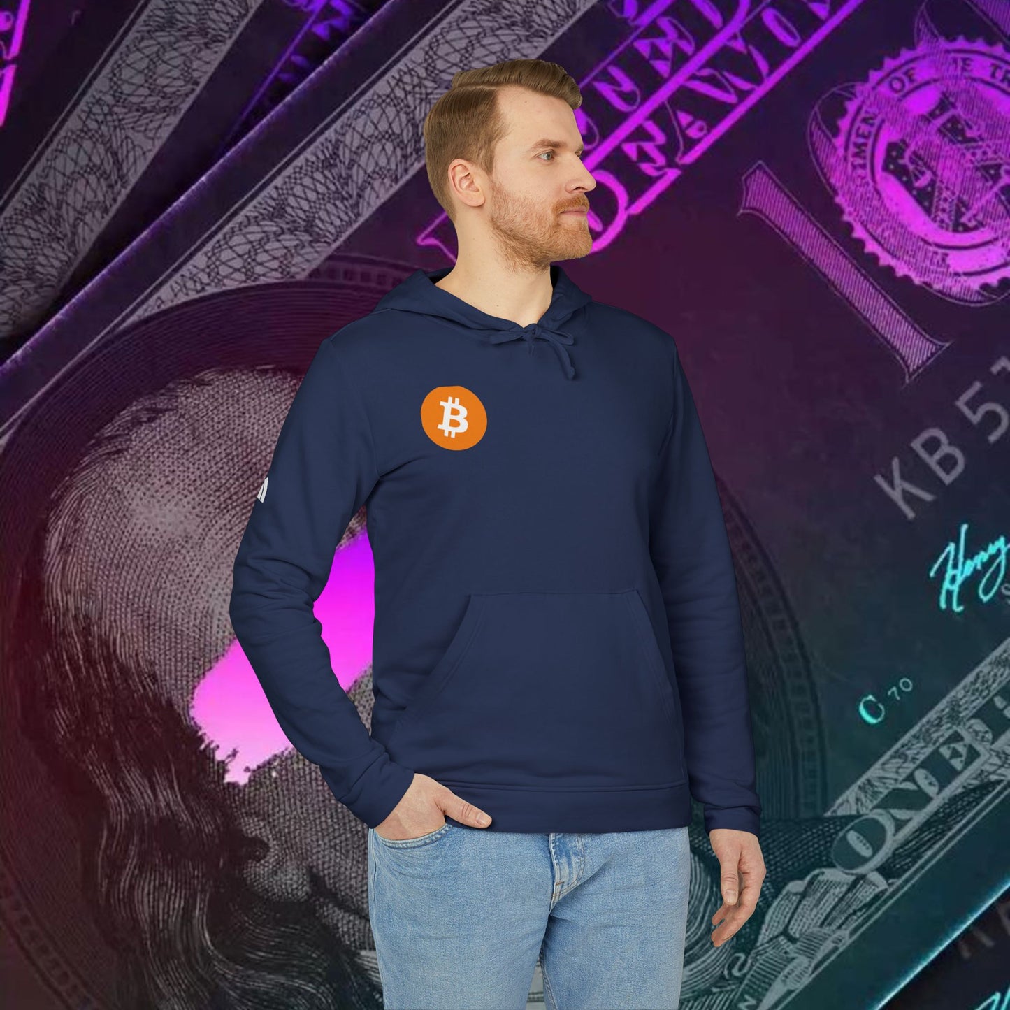 adidas® Unisex Fleece Hoodie (Bitcoin - BTC)