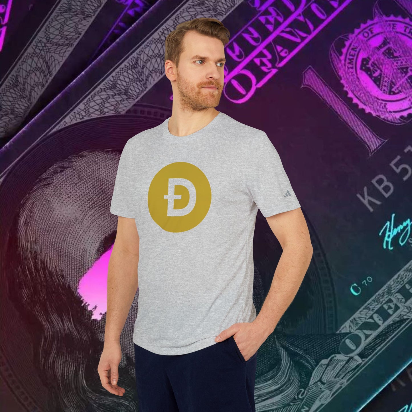 adidas® Unisex Sport T-shirt (Dogecoin - DOGE) big logo