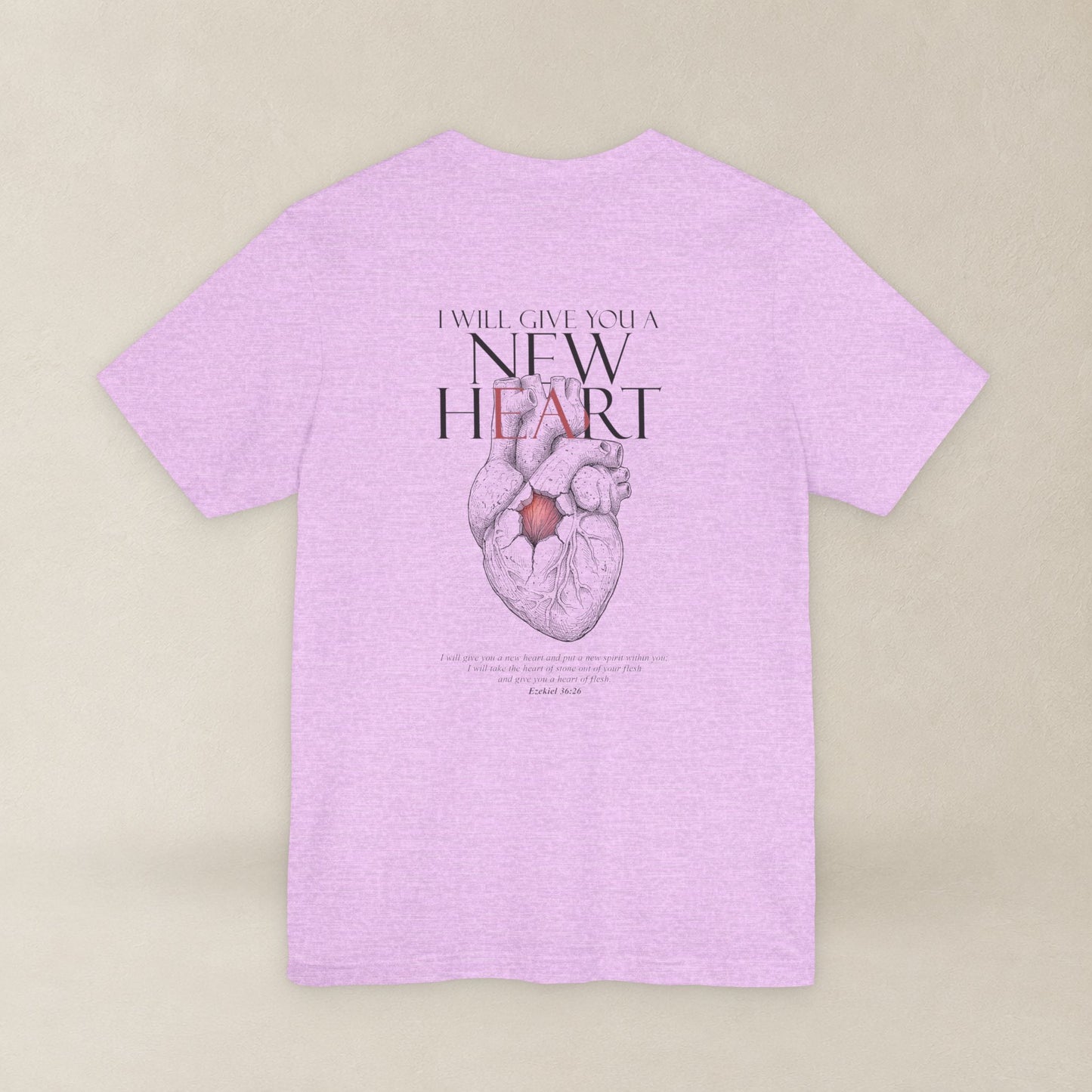 New Heart — Ezekiel 36:26 Christian Typographic Tee | Christ Scouts