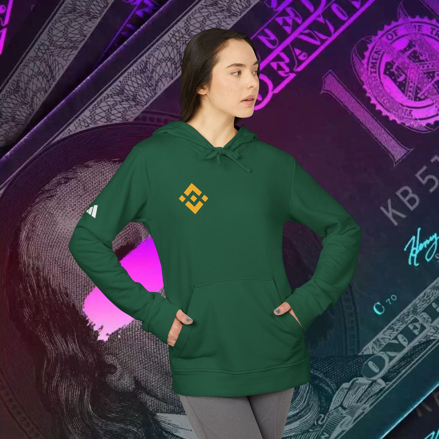 adidas® Unisex Fleece Hoodie (Binance - BNB)