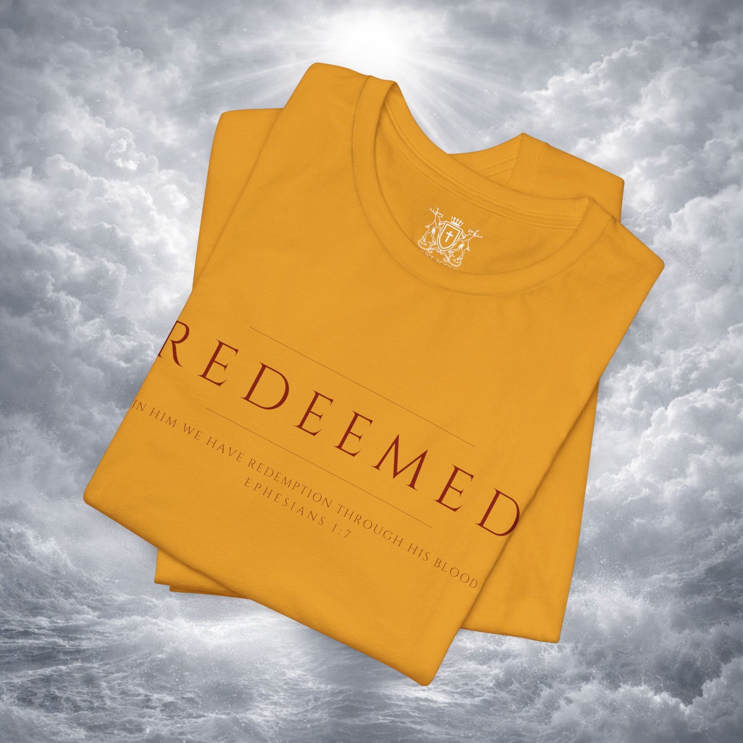 REDEEMED Christian Shirt | Ephesians 1:7 Bible Verse Tee | Christian Apparel