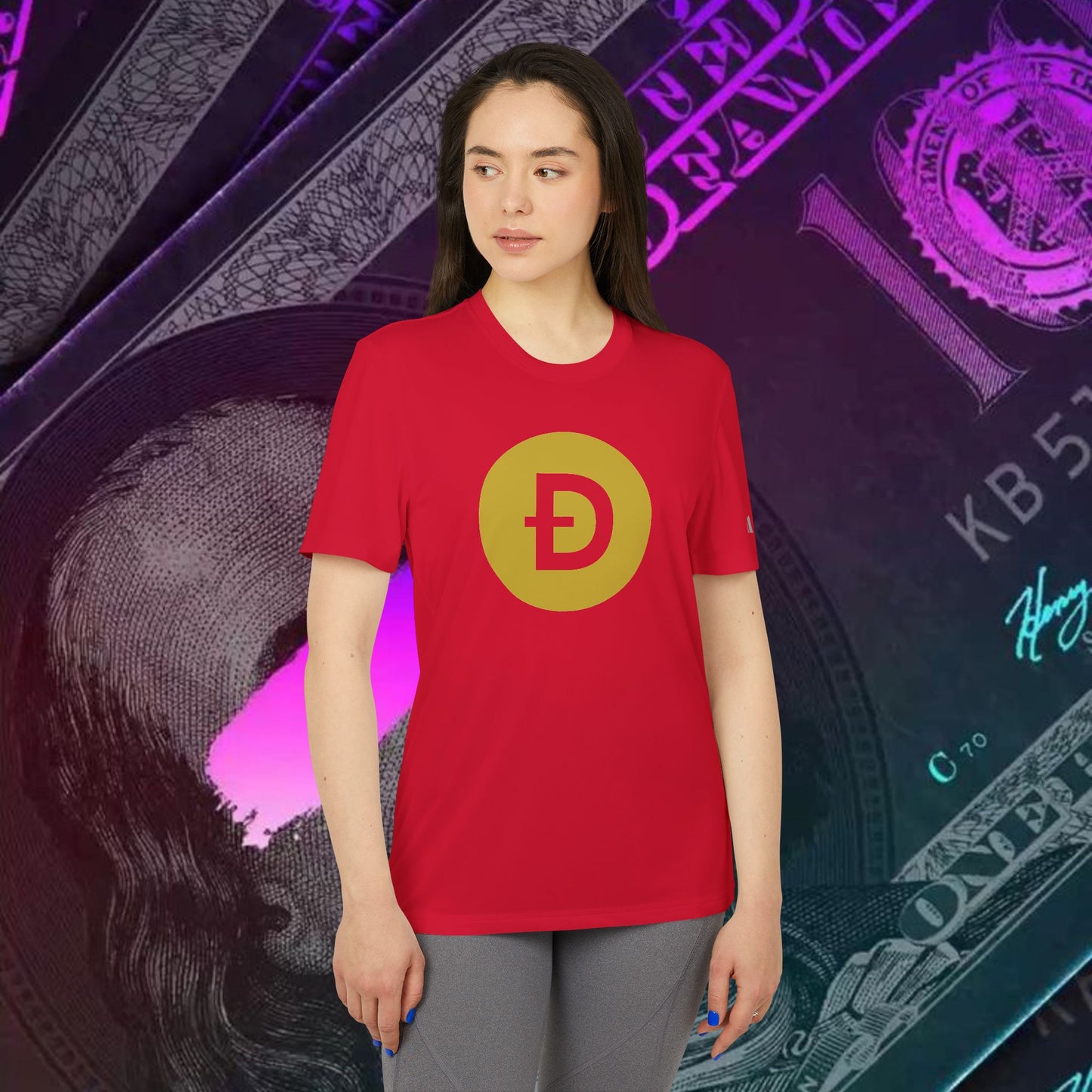 adidas® Unisex Sport T-shirt (Dogecoin - DOGE) big logo