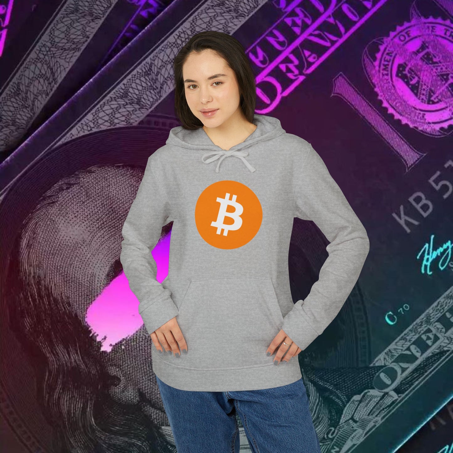 adidas® Unisex Fleece Hoodie (Bitcoin - BTC) big logo