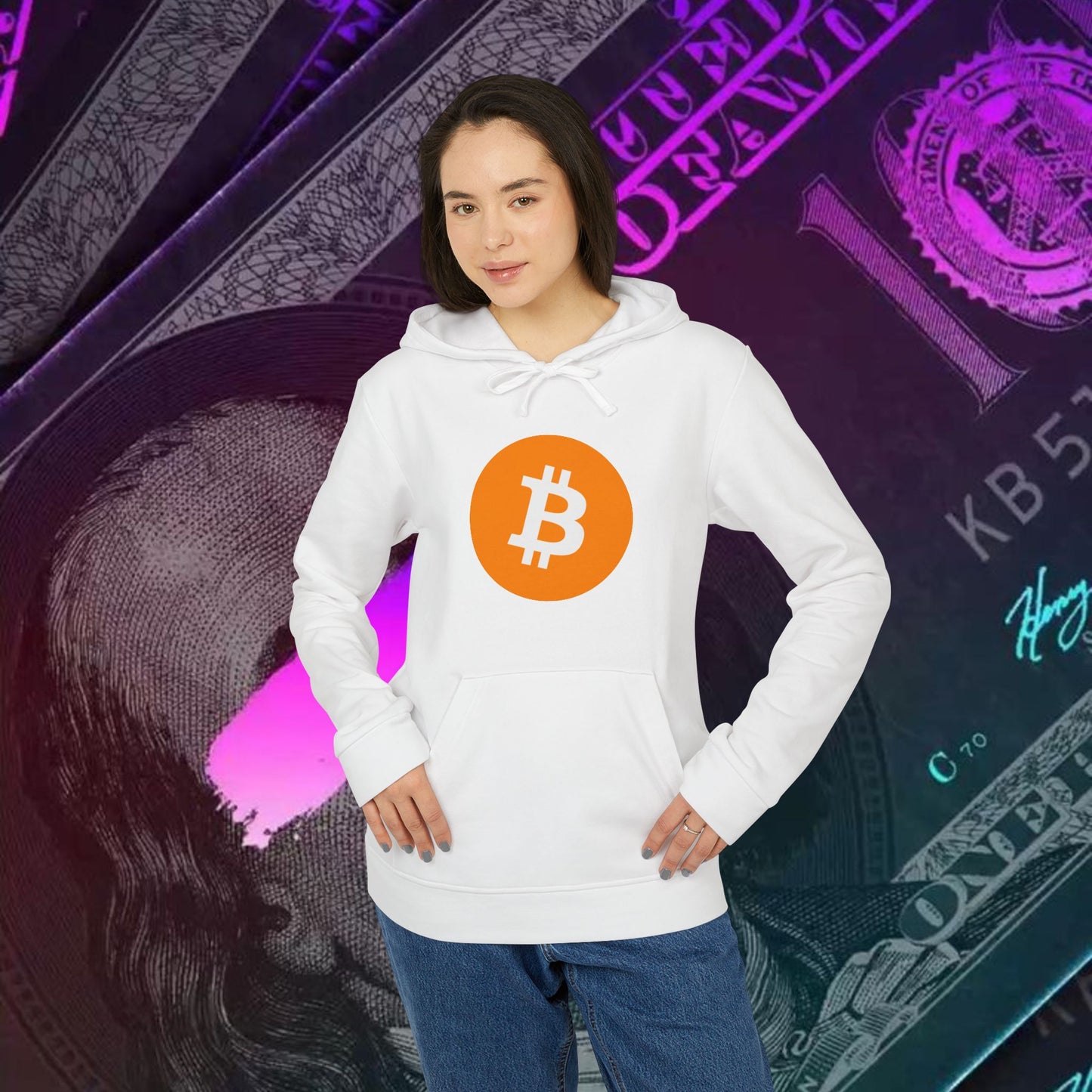 adidas® Unisex Fleece Hoodie (Bitcoin - BTC) big logo