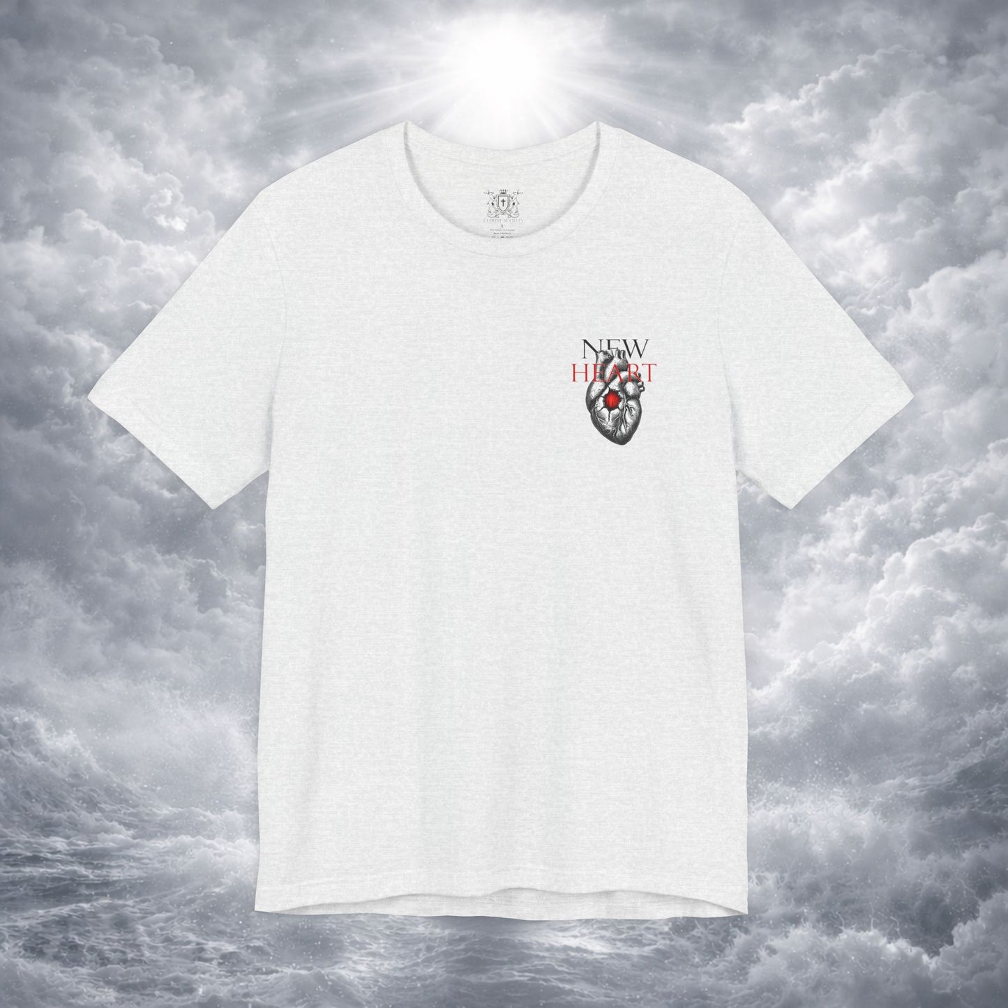New Heart — Ezekiel 36:26 Christian Typographic Tee | Christ Scouts