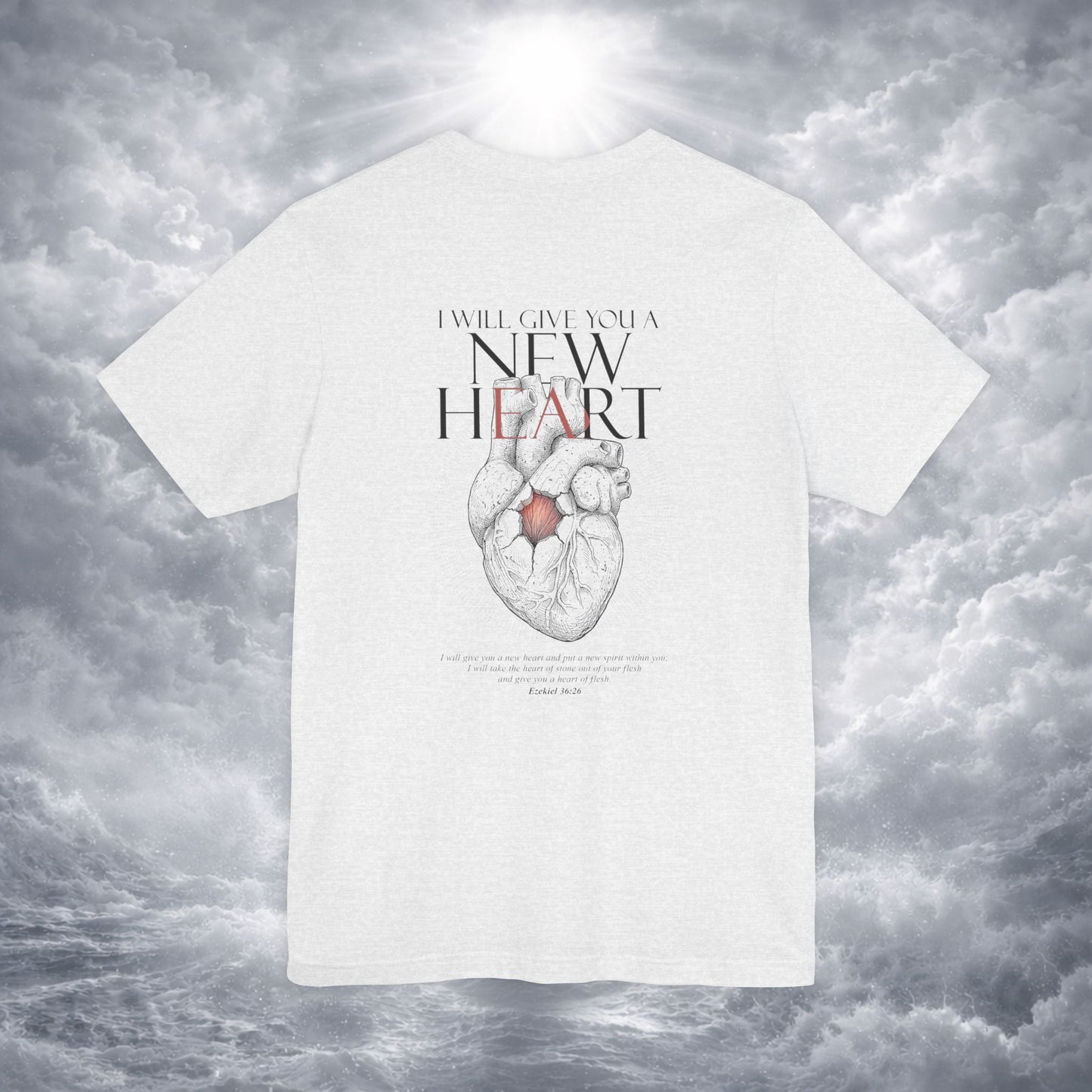 New Heart — Ezekiel 36:26 Christian Typographic Tee | Christ Scouts