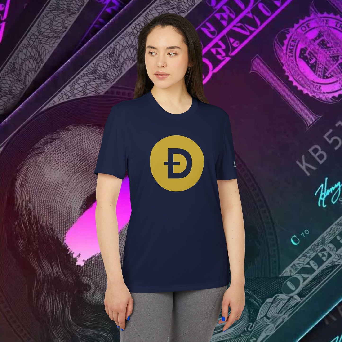 adidas® Unisex Sport T-shirt (Dogecoin - DOGE) big logo