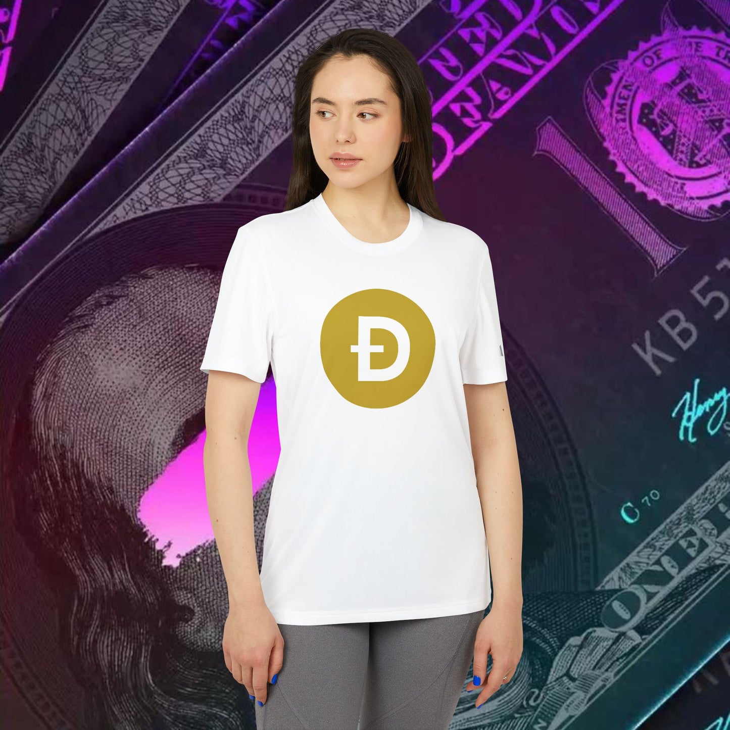 adidas® Unisex Sport T-shirt (Dogecoin - DOGE) big logo