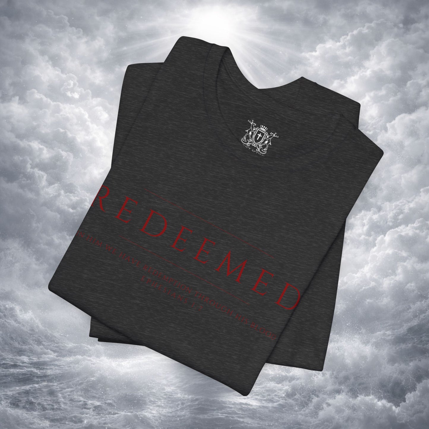 REDEEMED Christian Shirt | Ephesians 1:7 Bible Verse Tee | Christian Apparel