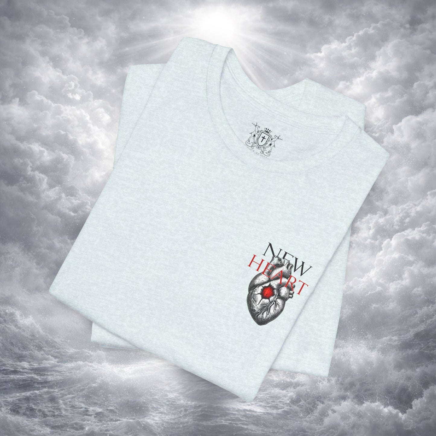 New Heart — Ezekiel 36:26 Christian Typographic Tee | Christ Scouts