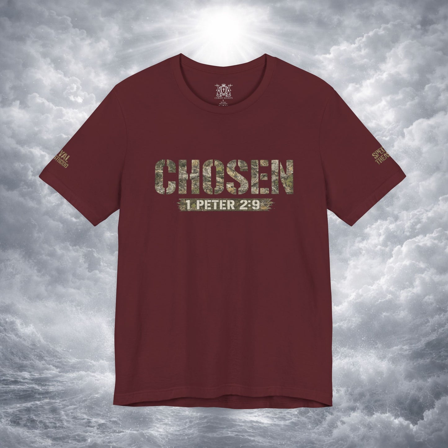 CHOSEN Camo Tee, Royal Priesthood, Special Treasure | 1 Peter 2:9 Christian Apparel