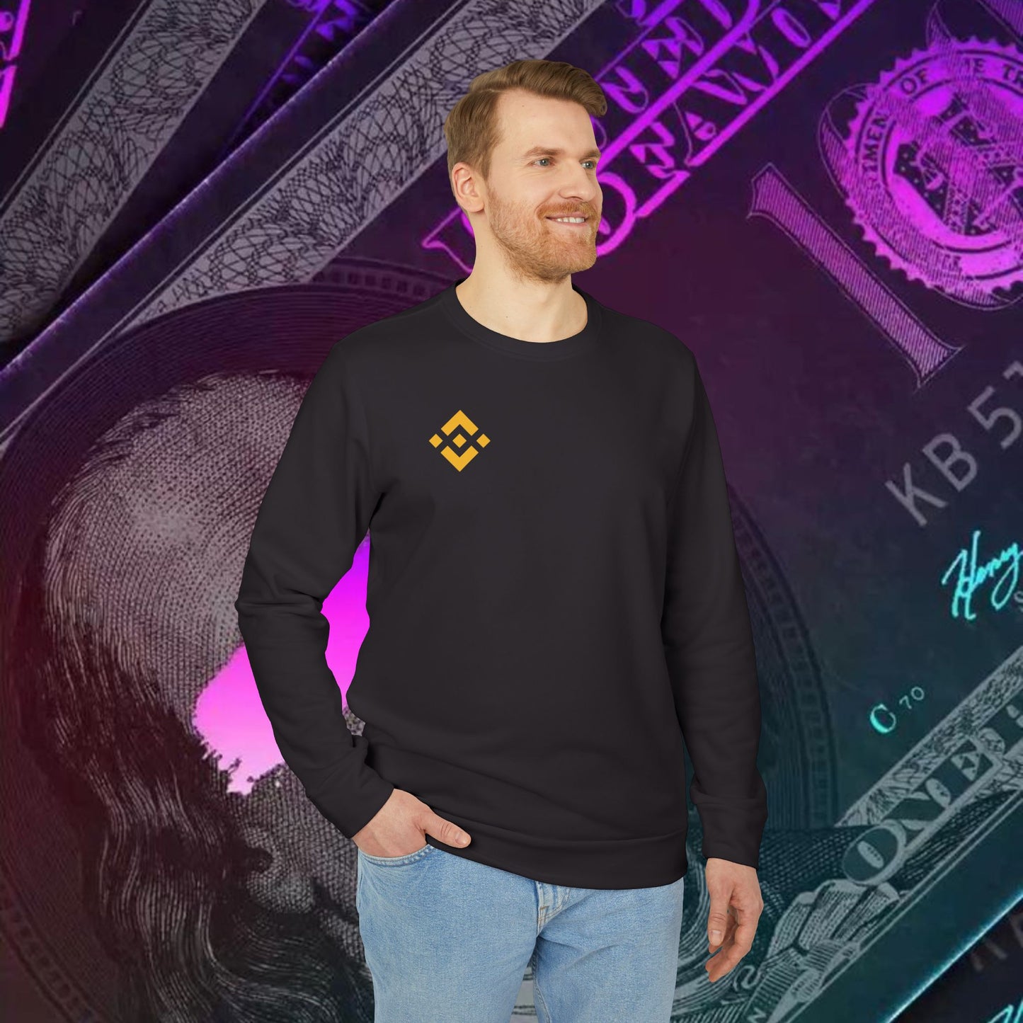 adidas® Unisex Fleece Crewneck Sweatshirt (Binance - BNB)