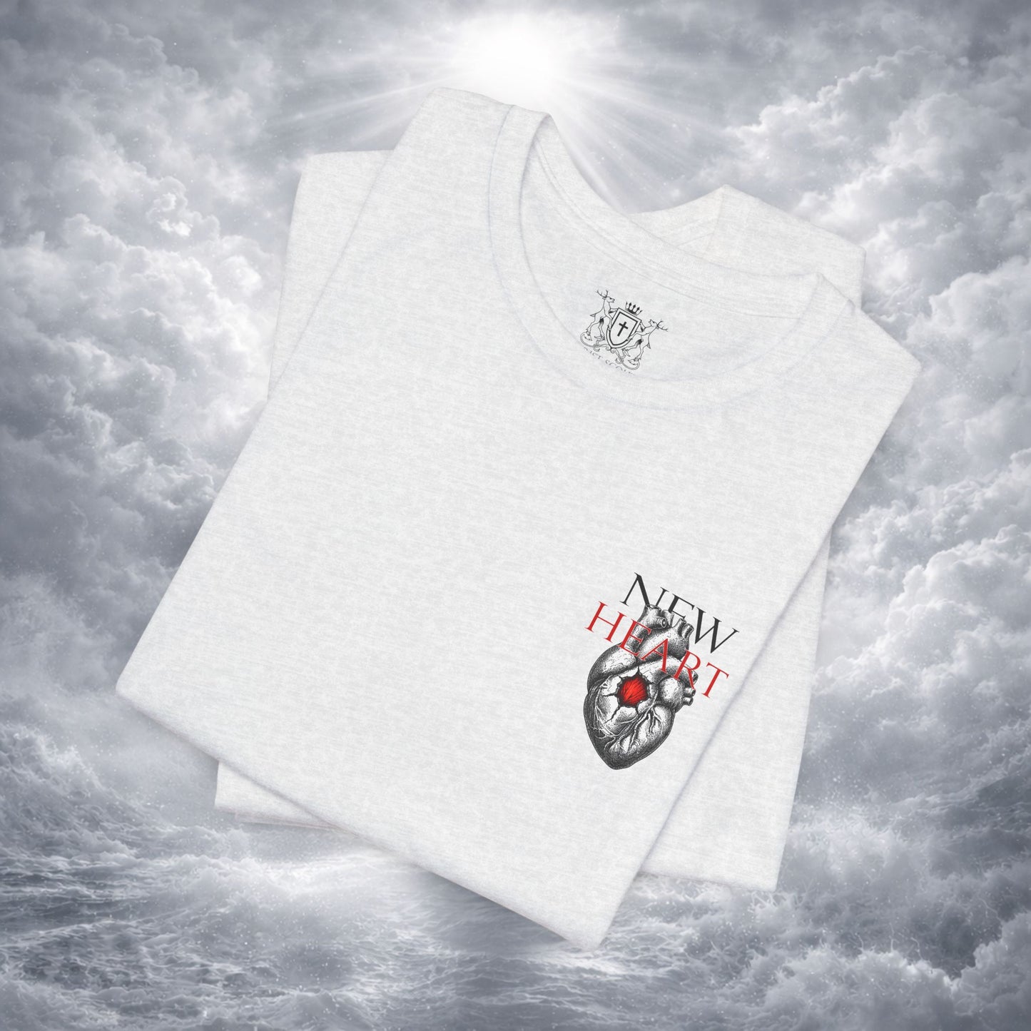 New Heart — Ezekiel 36:26 Christian Typographic Tee | Christ Scouts