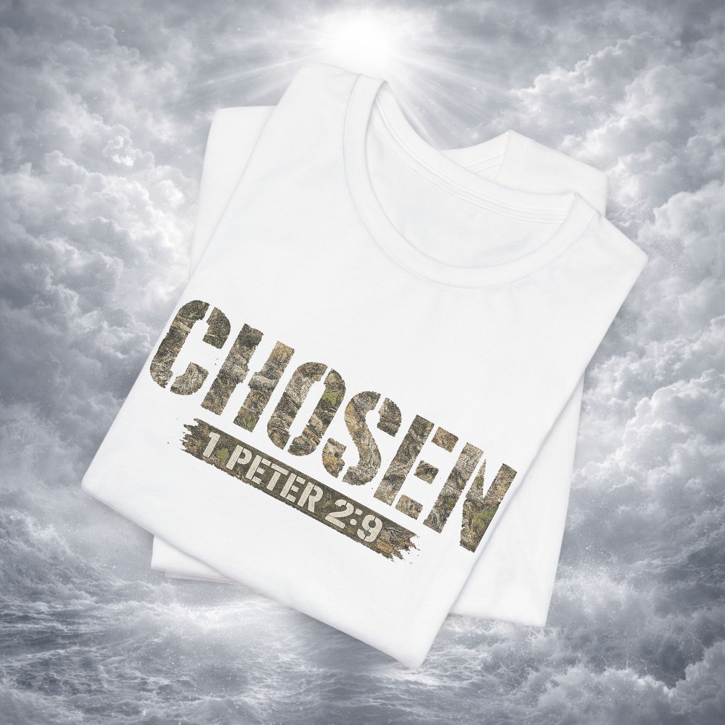 CHOSEN Camo Tee, Royal Priesthood, Special Treasure | 1 Peter 2:9 Christian Apparel