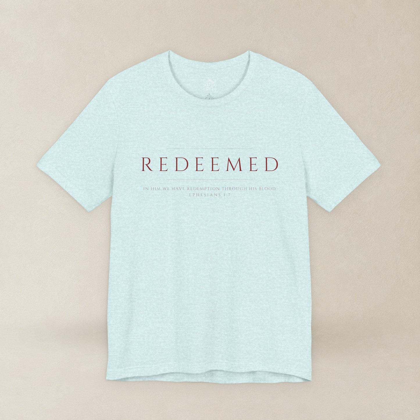 REDEEMED Christian Shirt | Ephesians 1:7 Bible Verse Tee | Christian Apparel