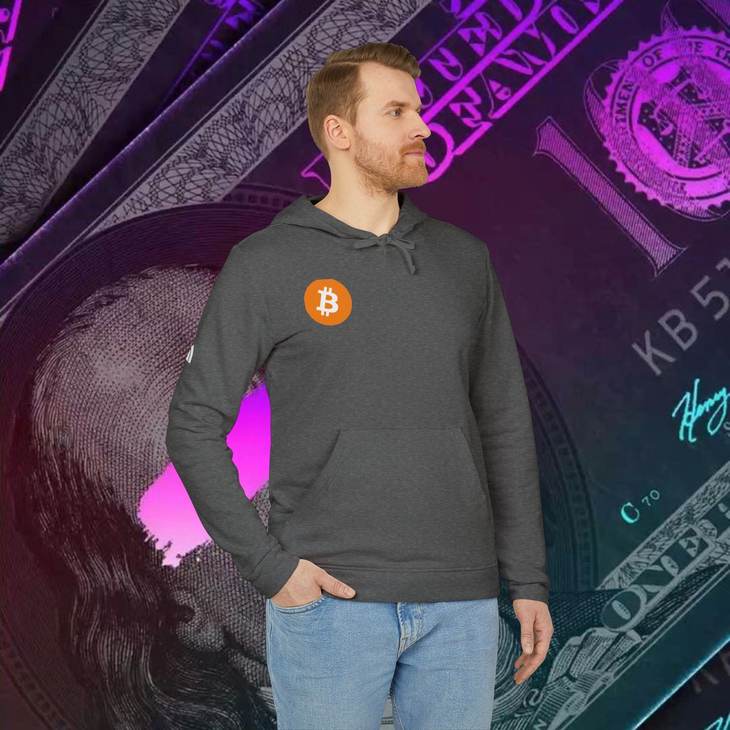 adidas® Unisex Fleece Hoodie (Bitcoin - BTC)