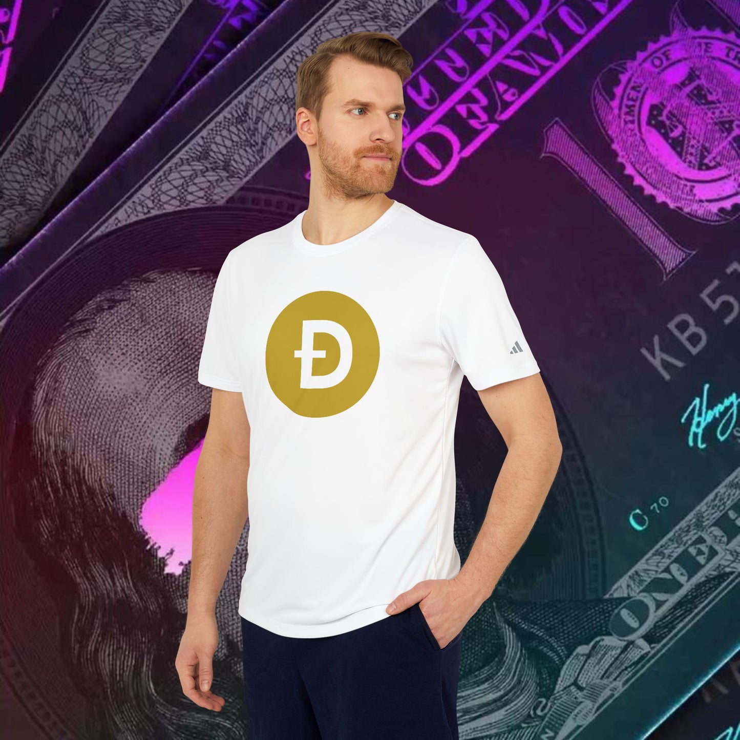 adidas® Unisex Sport T-shirt (Dogecoin - DOGE) big logo