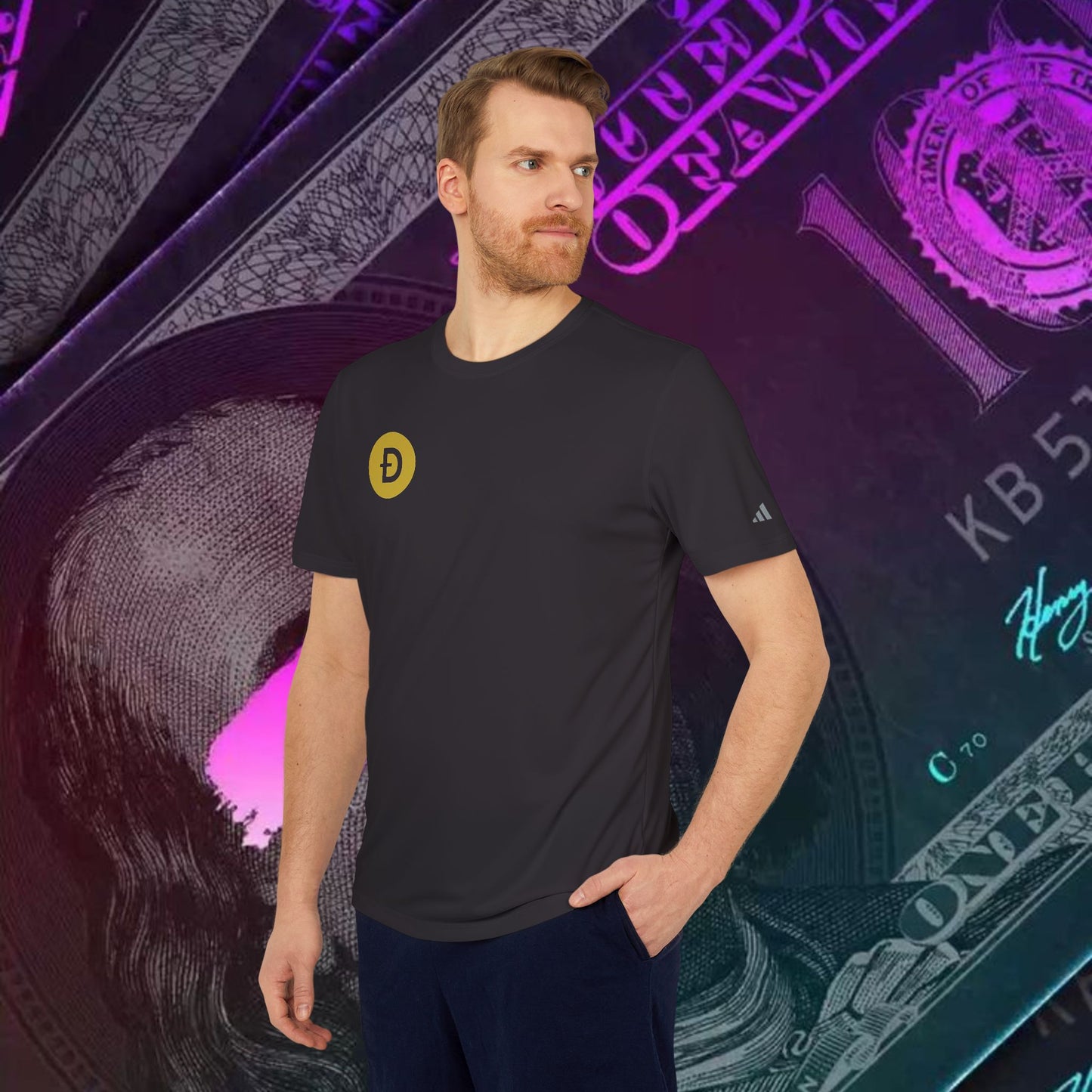 adidas® Unisex Sport T-shirt ( Dogecoin - DOGE )