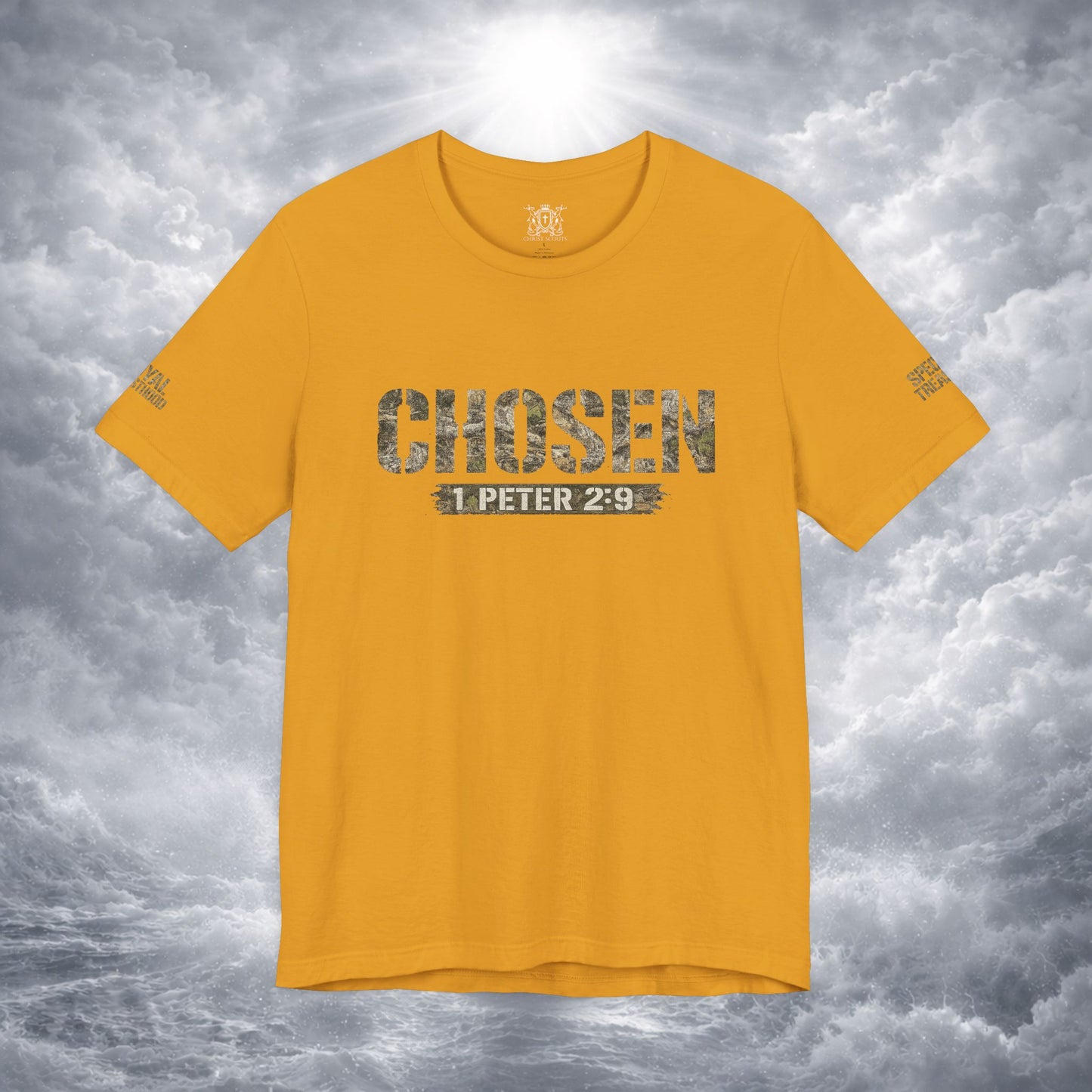 CHOSEN Camo Tee, Royal Priesthood, Special Treasure | 1 Peter 2:9 Christian Apparel