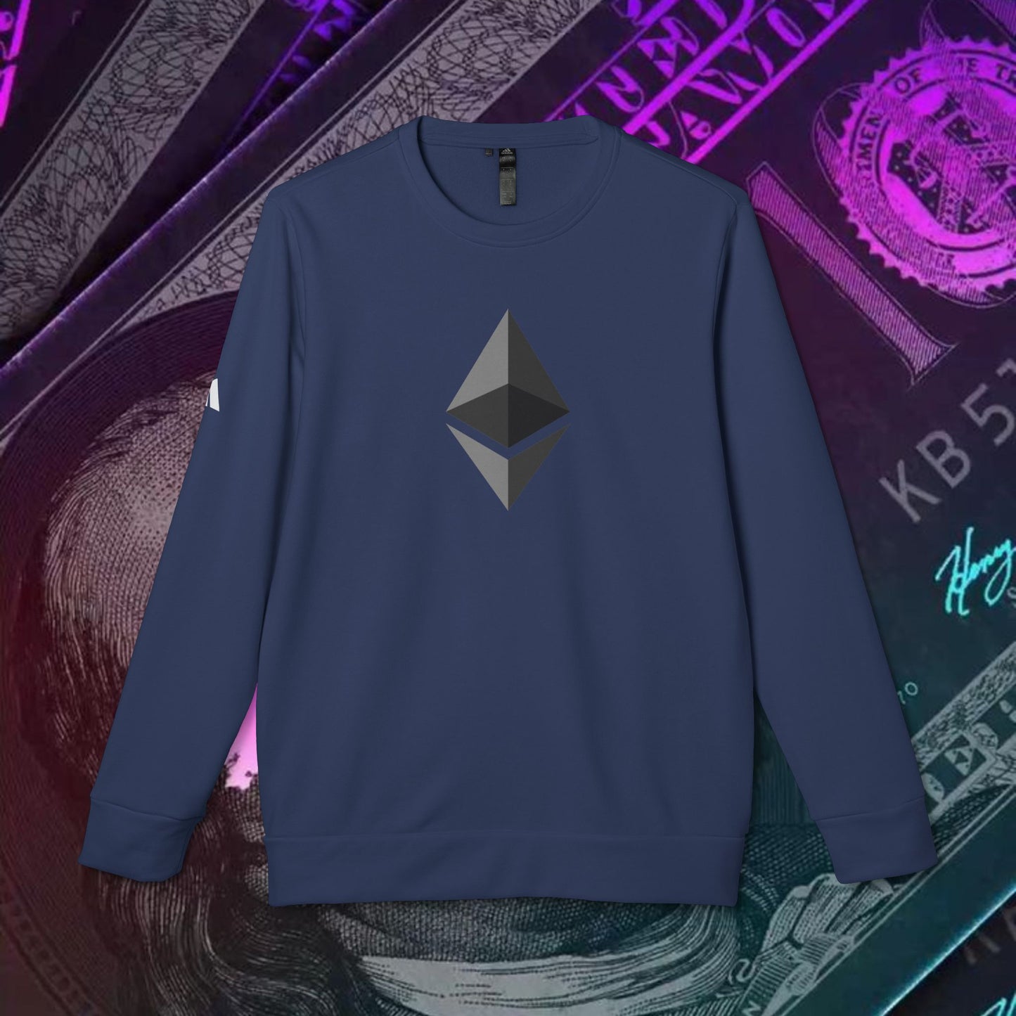 adidas® Unisex Fleece Crewneck Sweatshirt (Ethereum - ETH) big logo