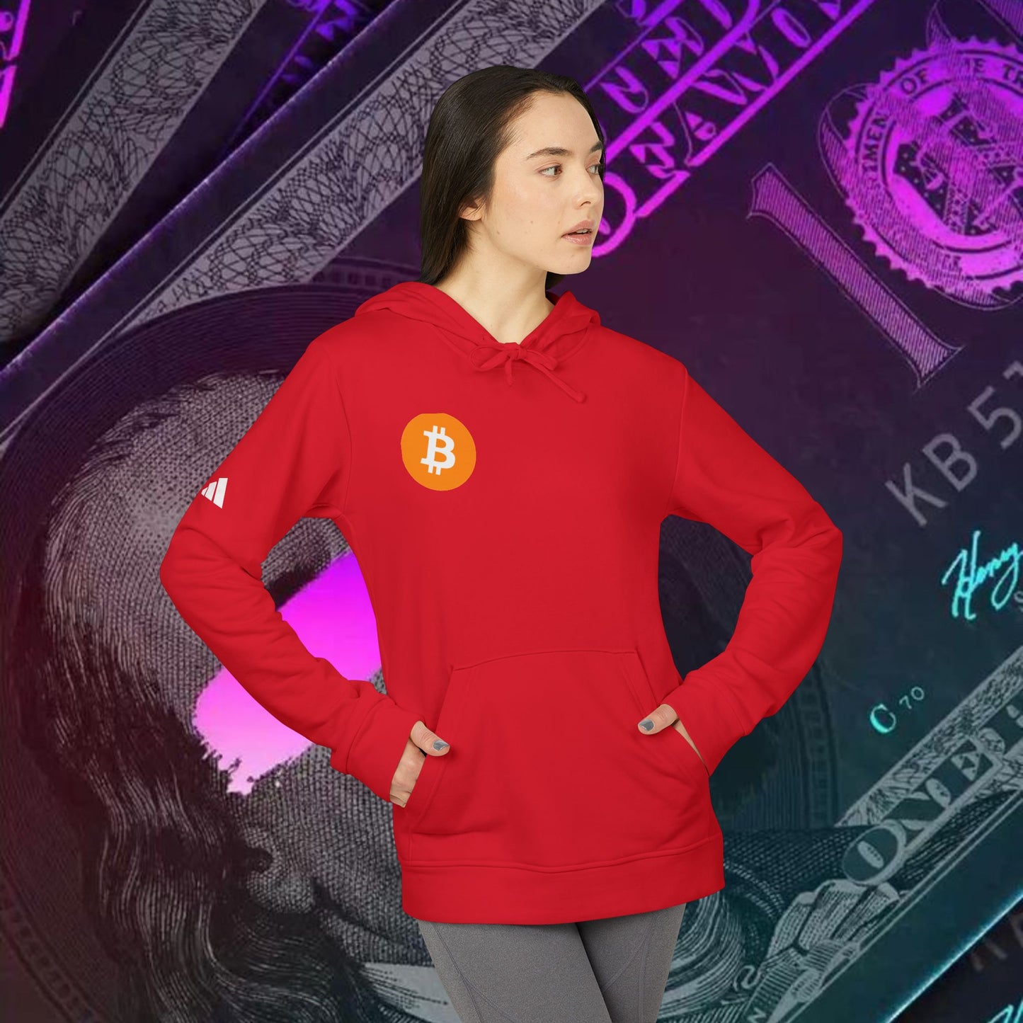 adidas® Unisex Fleece Hoodie (Bitcoin - BTC)