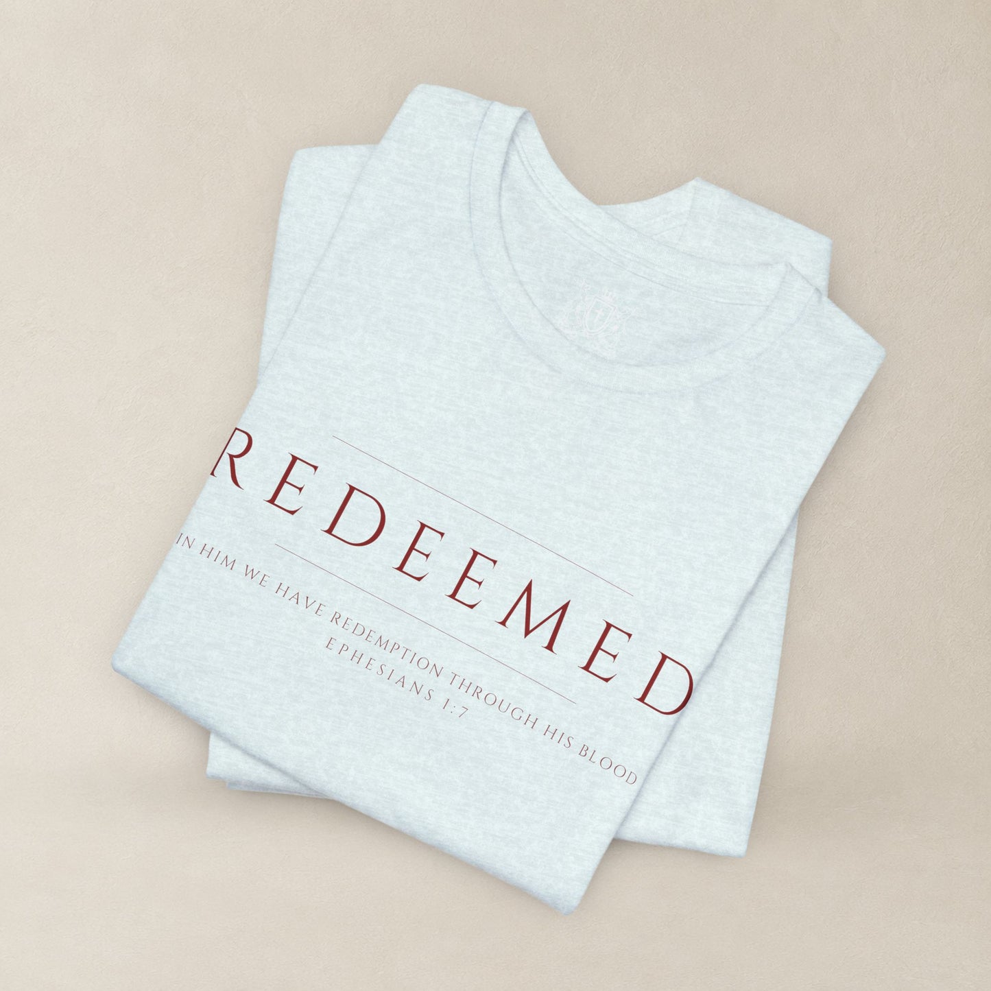 REDEEMED Christian Shirt | Ephesians 1:7 Bible Verse Tee | Christian Apparel