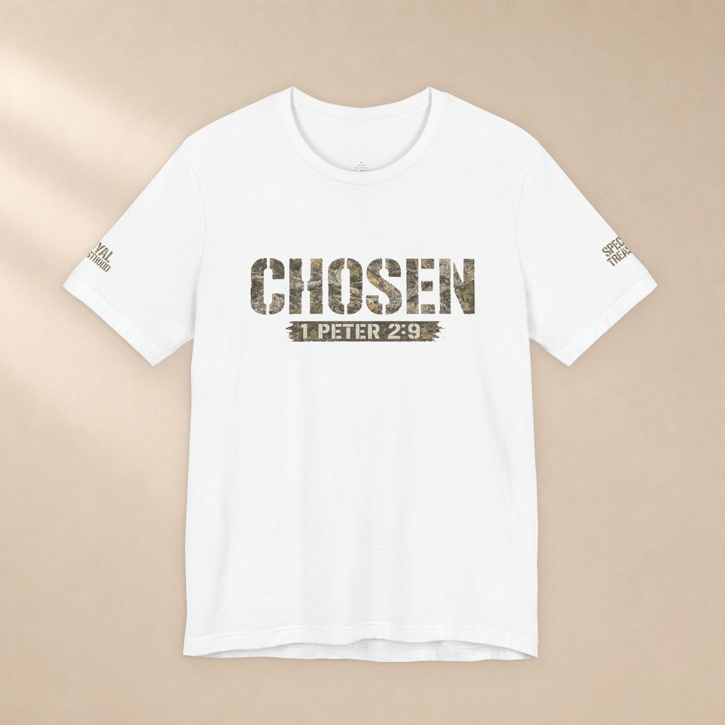 CHOSEN Camo Tee, Royal Priesthood, Special Treasure | 1 Peter 2:9 Christian Apparel