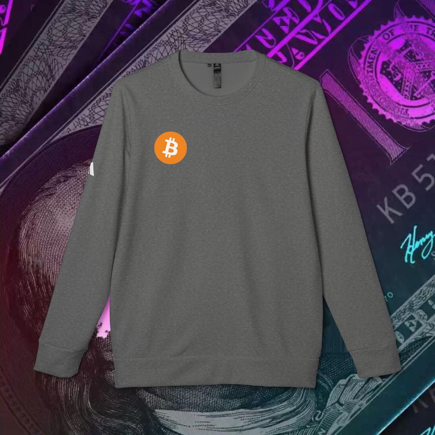 adidas® Unisex Fleece Crewneck Sweatshirt (Bitcoin - BTC)