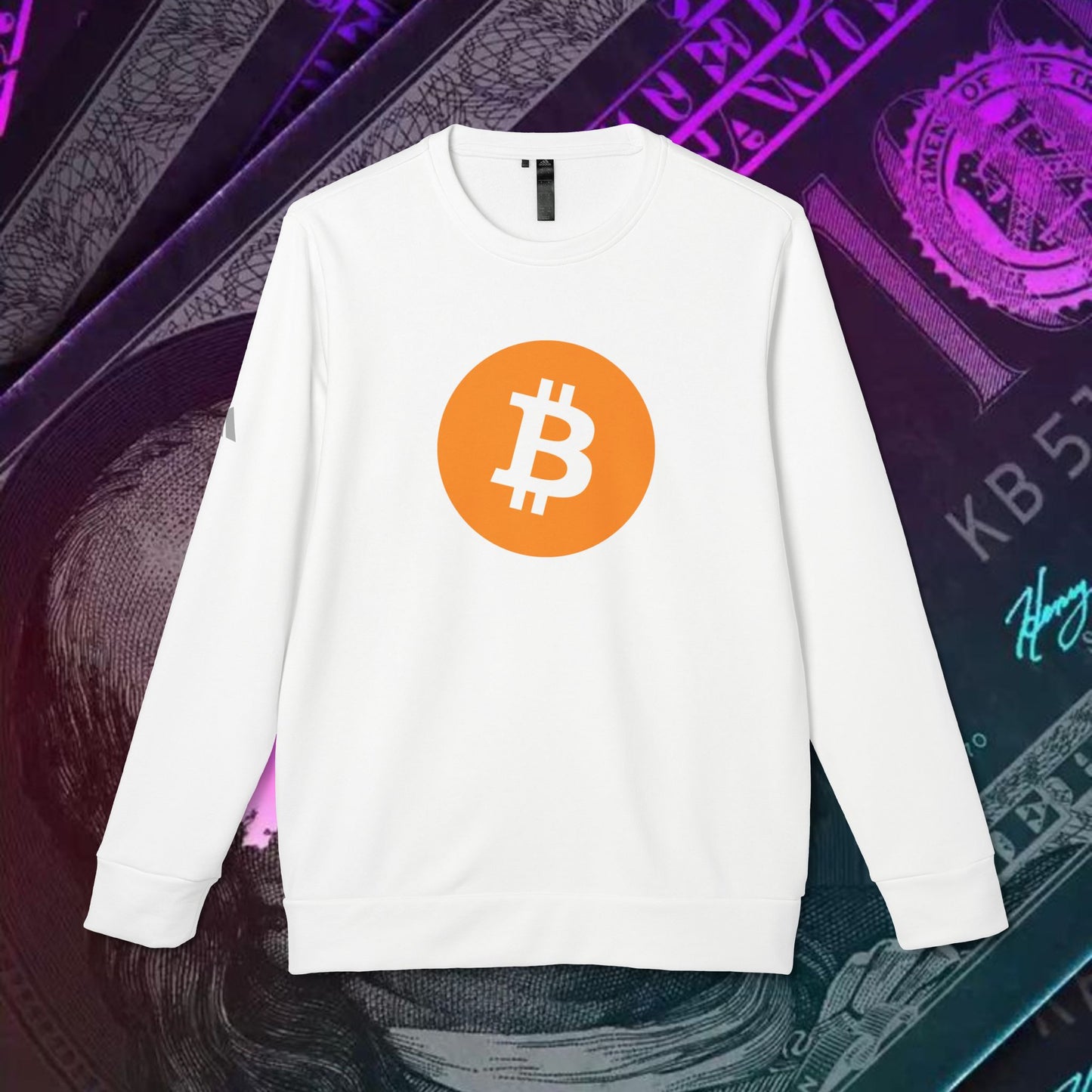 adidas® Unisex Fleece Crewneck Sweatshirt (Bitcoin - BTC) big logo