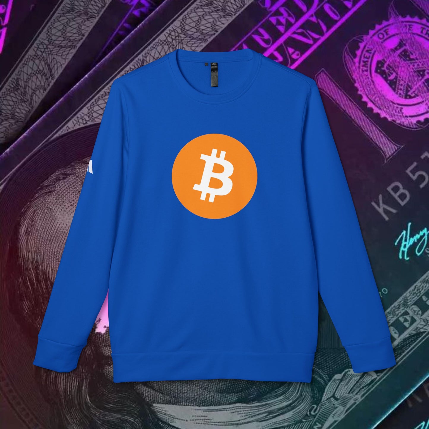 adidas® Unisex Fleece Crewneck Sweatshirt (Bitcoin - BTC) big logo