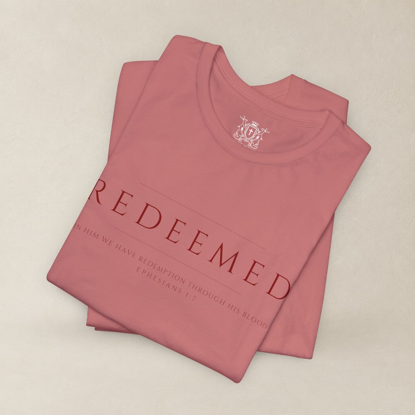 REDEEMED Christian Shirt | Ephesians 1:7 Bible Verse Tee | Christian Apparel